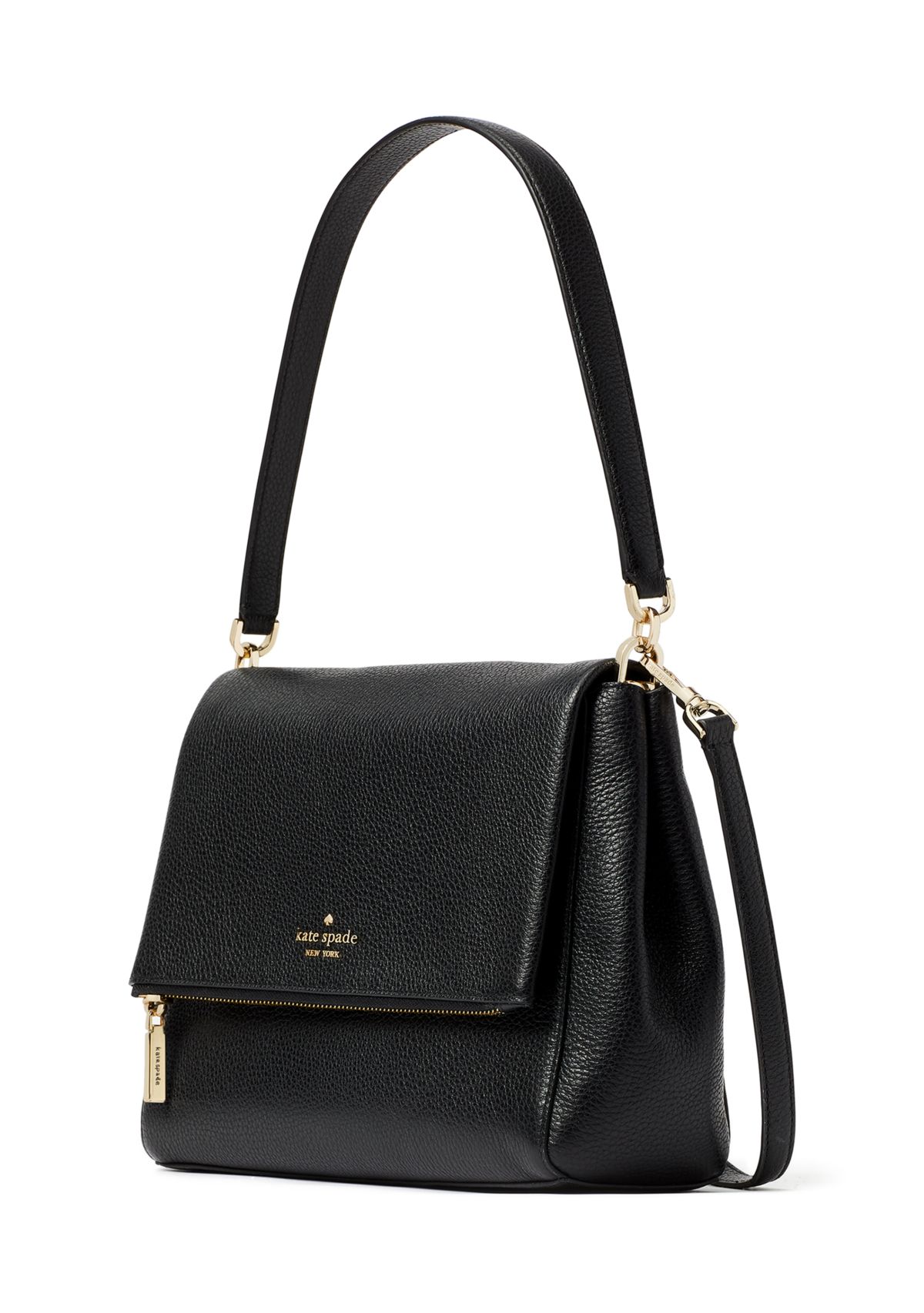 Leila Pebbled Leather Medium Flap Shoulder Bag 