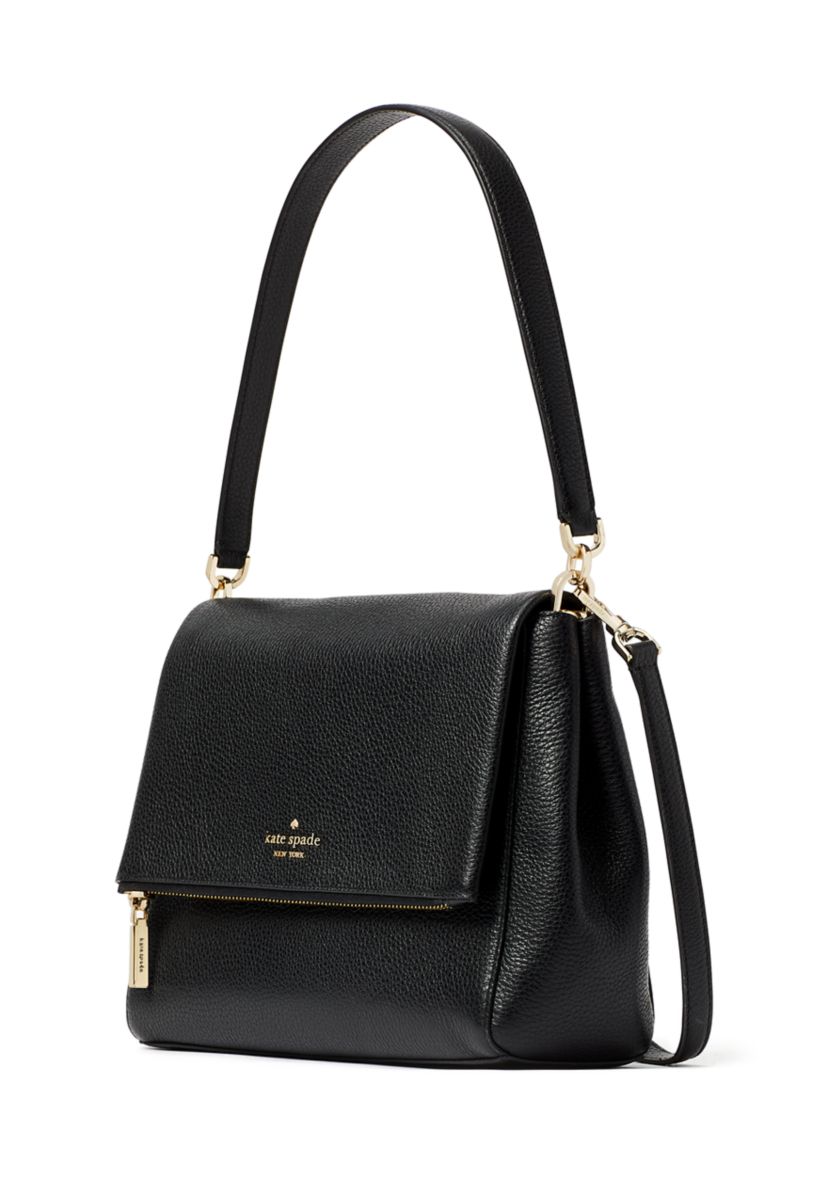 Leila Pebbled Leather Medium Flap Shoulder Bag 