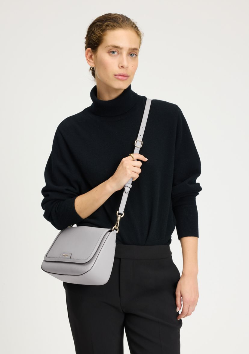 Hudson Pebbled Leather Flap Shoulder Bag