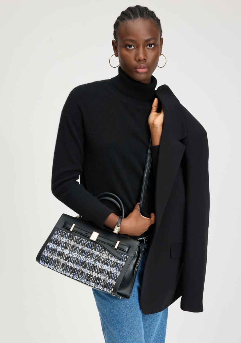 Tribeca Plaid Tweed Satchel
