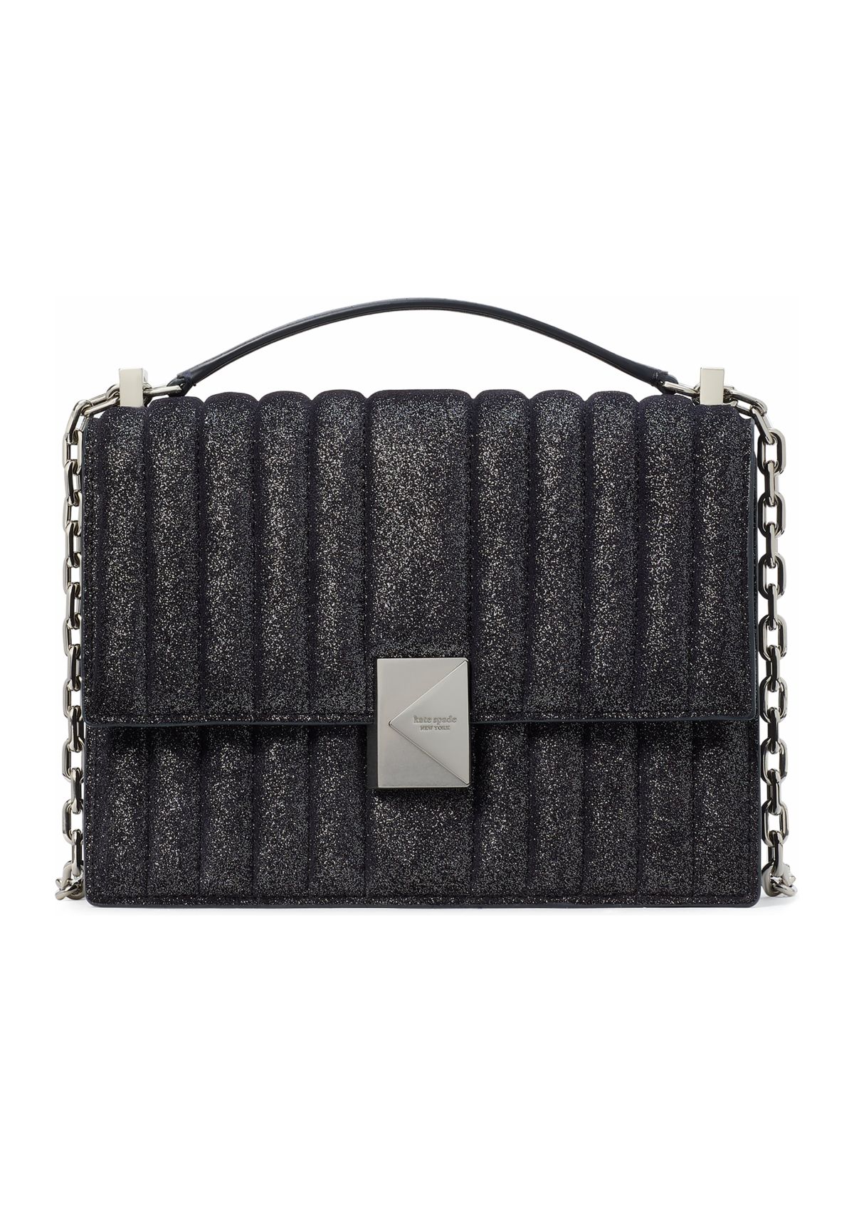 Tribeca Quilted Glitter Suede Chain Shoulder Bag