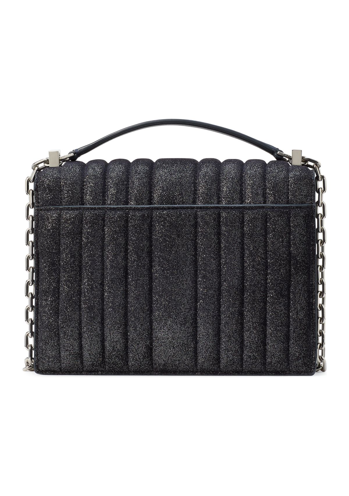 Tribeca Quilted Glitter Suede Chain Shoulder Bag