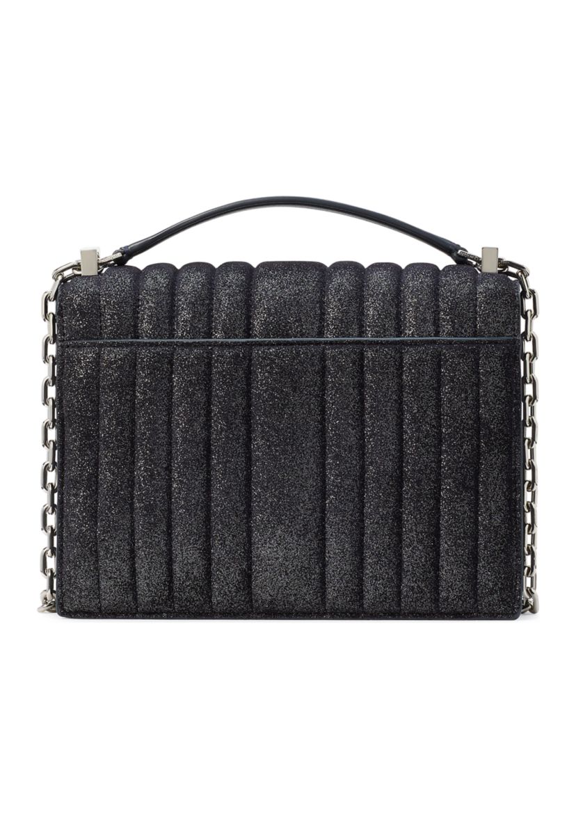 Tribeca Quilted Glitter Suede Chain Shoulder Bag