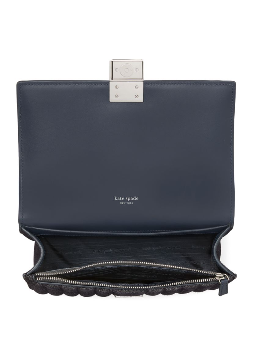 Tribeca Quilted Glitter Suede Chain Shoulder Bag