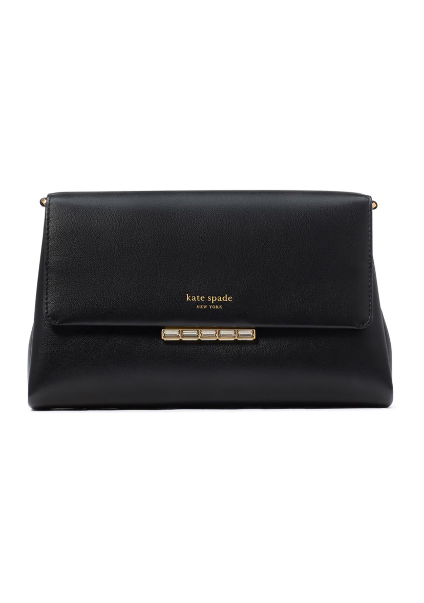 Grace Embellished Lock Leather Clutch