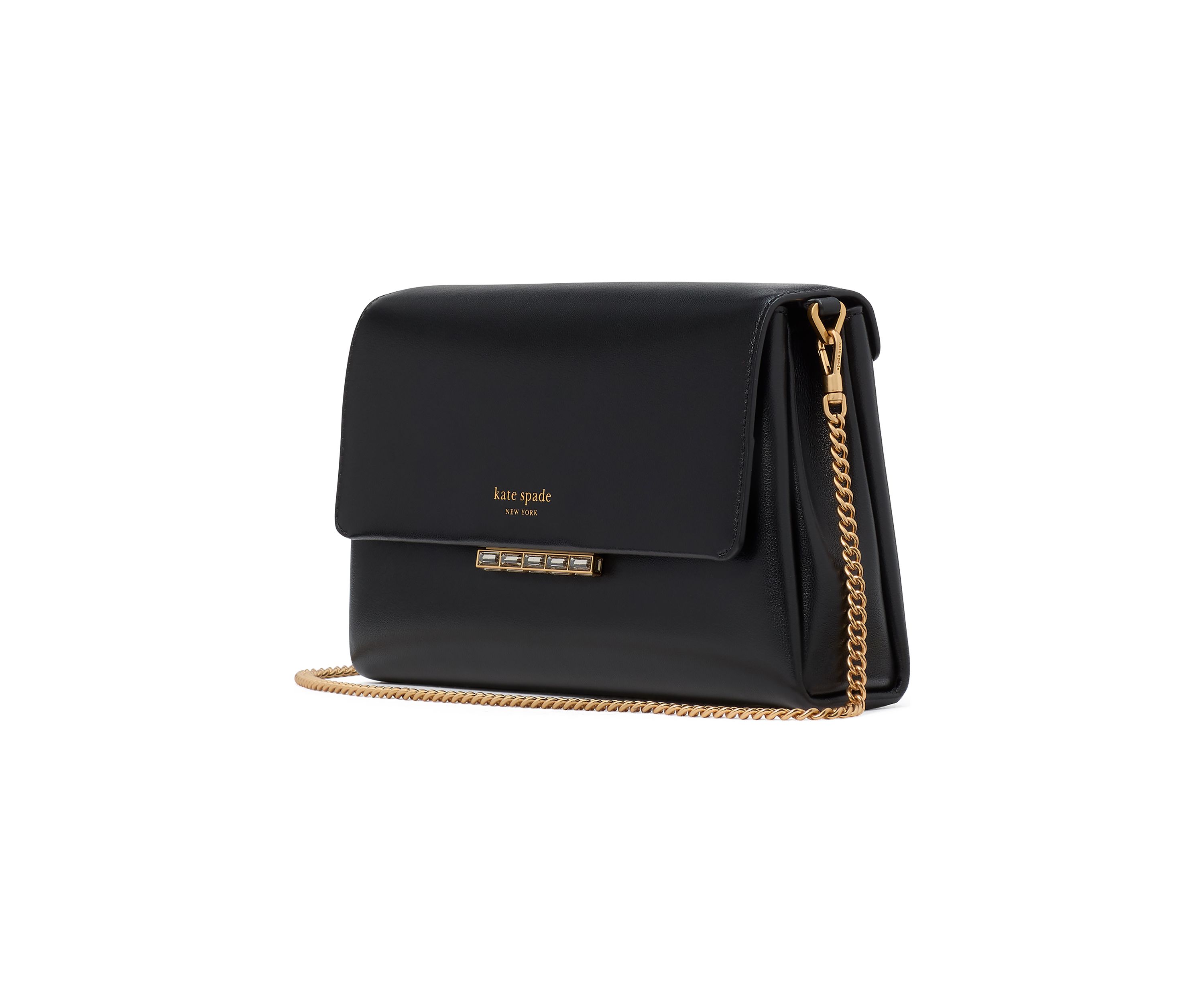 Grace Embellished Lock Leather Clutch