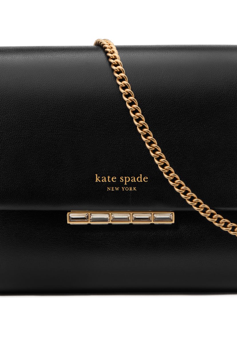 Grace Embellished Lock Leather Clutch