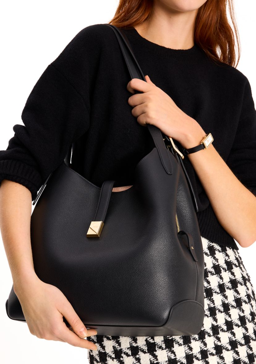 Deco Pebbled Leather Shoulder Bag