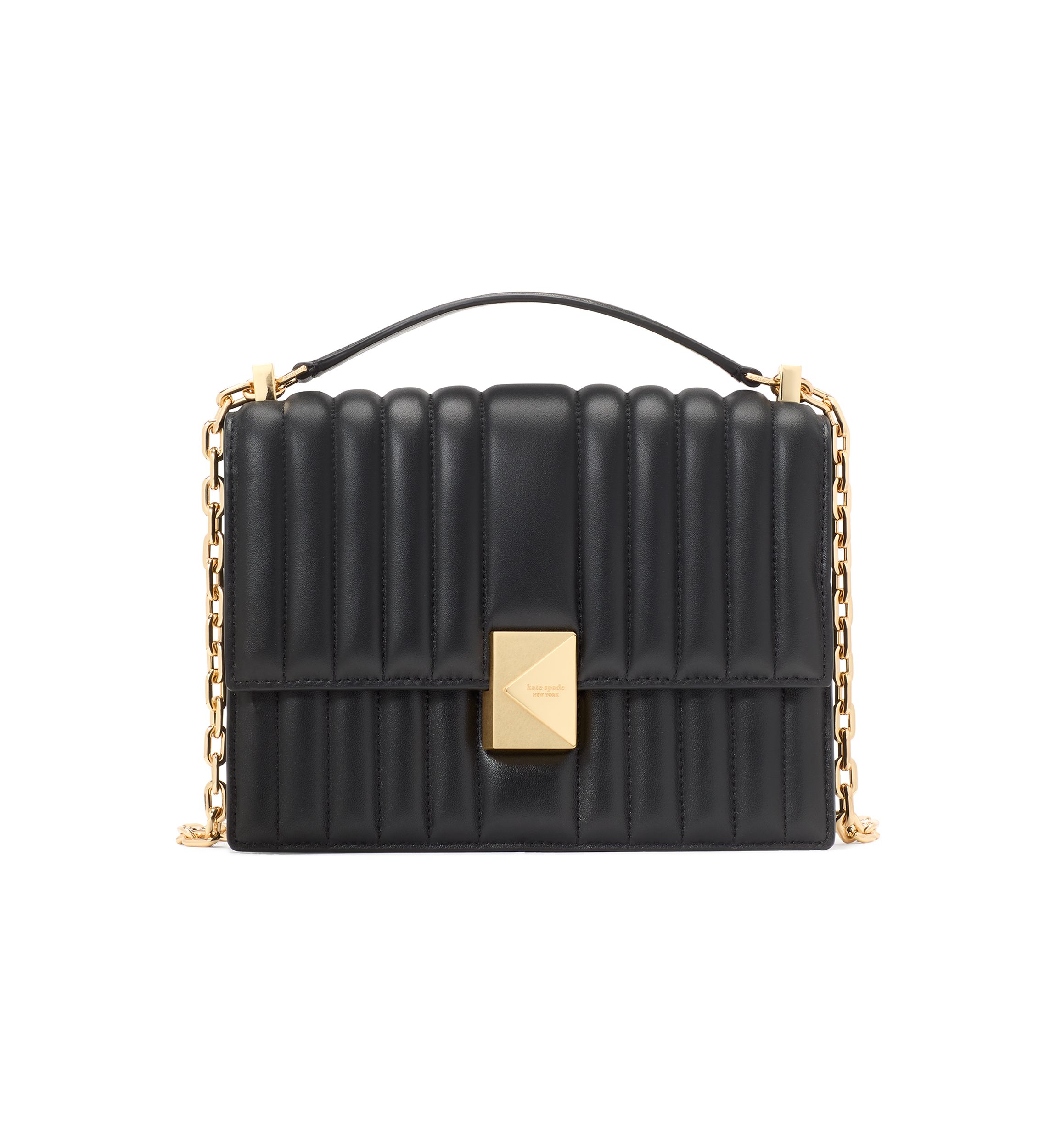 Deco Pebbled Leather Chain Shoulder Bag