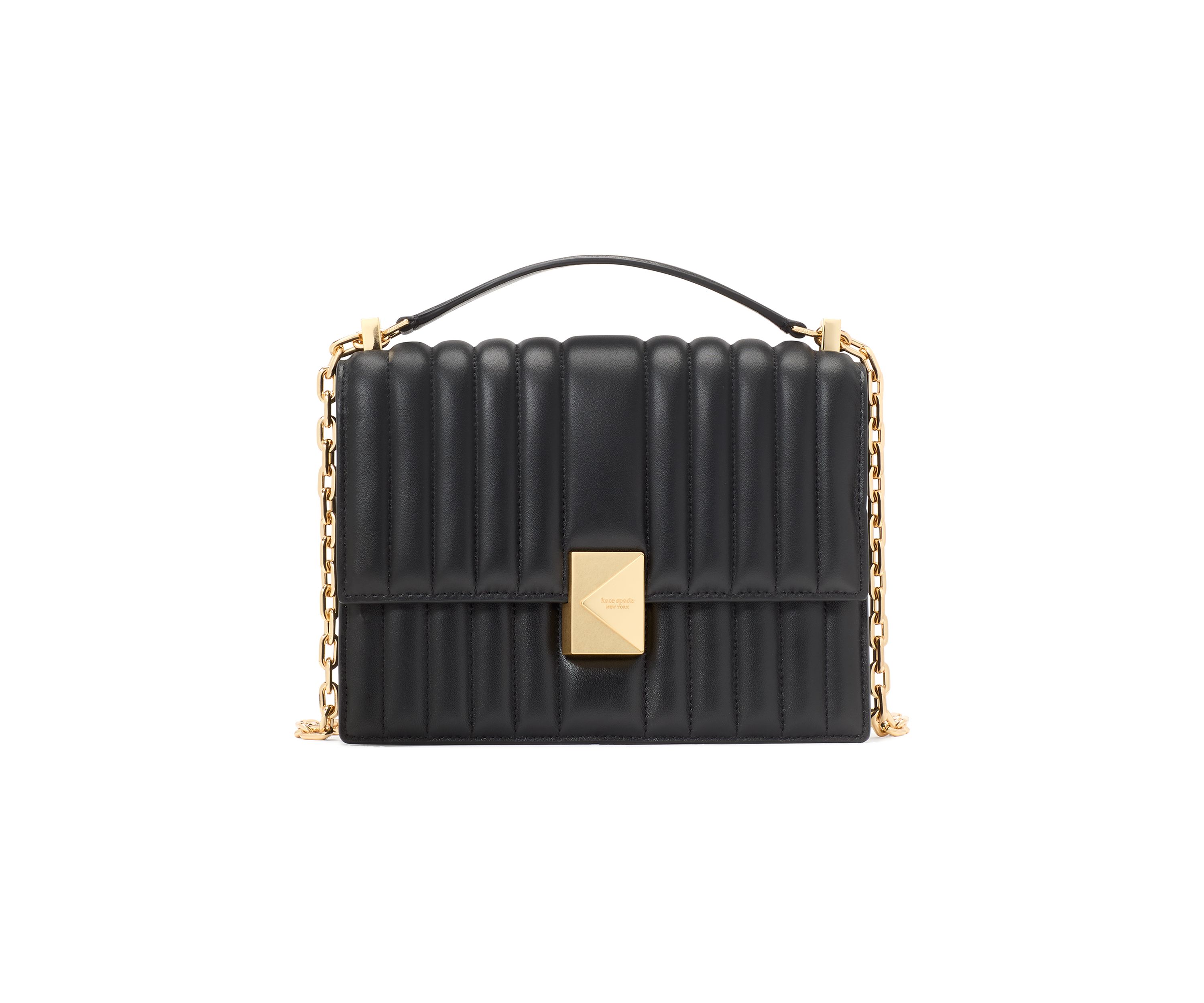 Deco Pebbled Leather Chain Shoulder Bag
