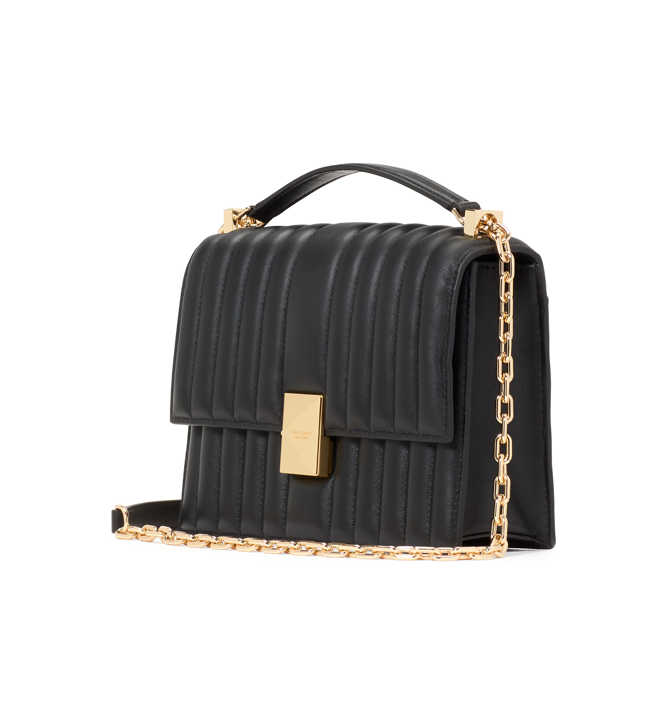 Deco Pebbled Leather Chain Shoulder Bag
