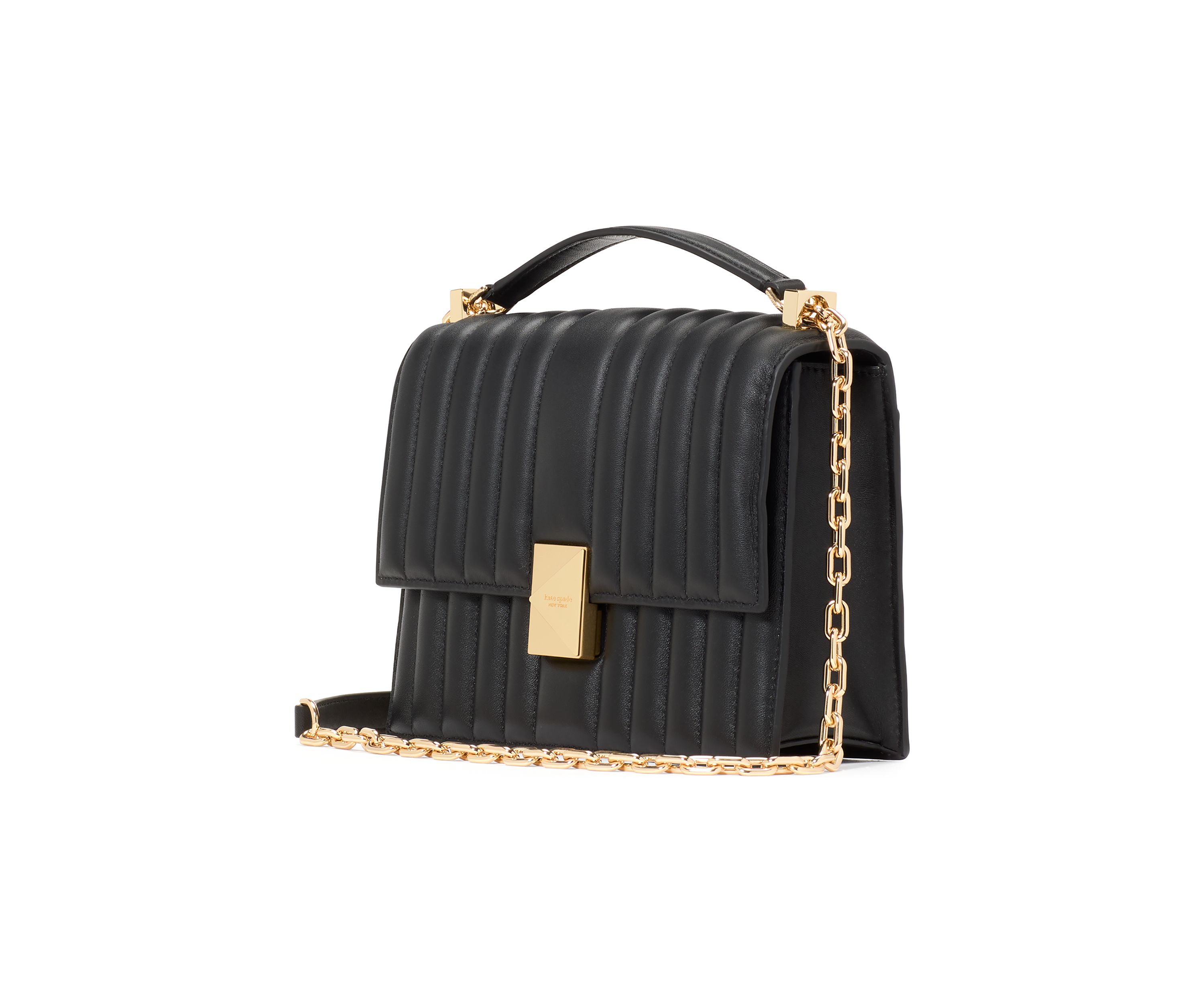Deco Pebbled Leather Chain Shoulder Bag