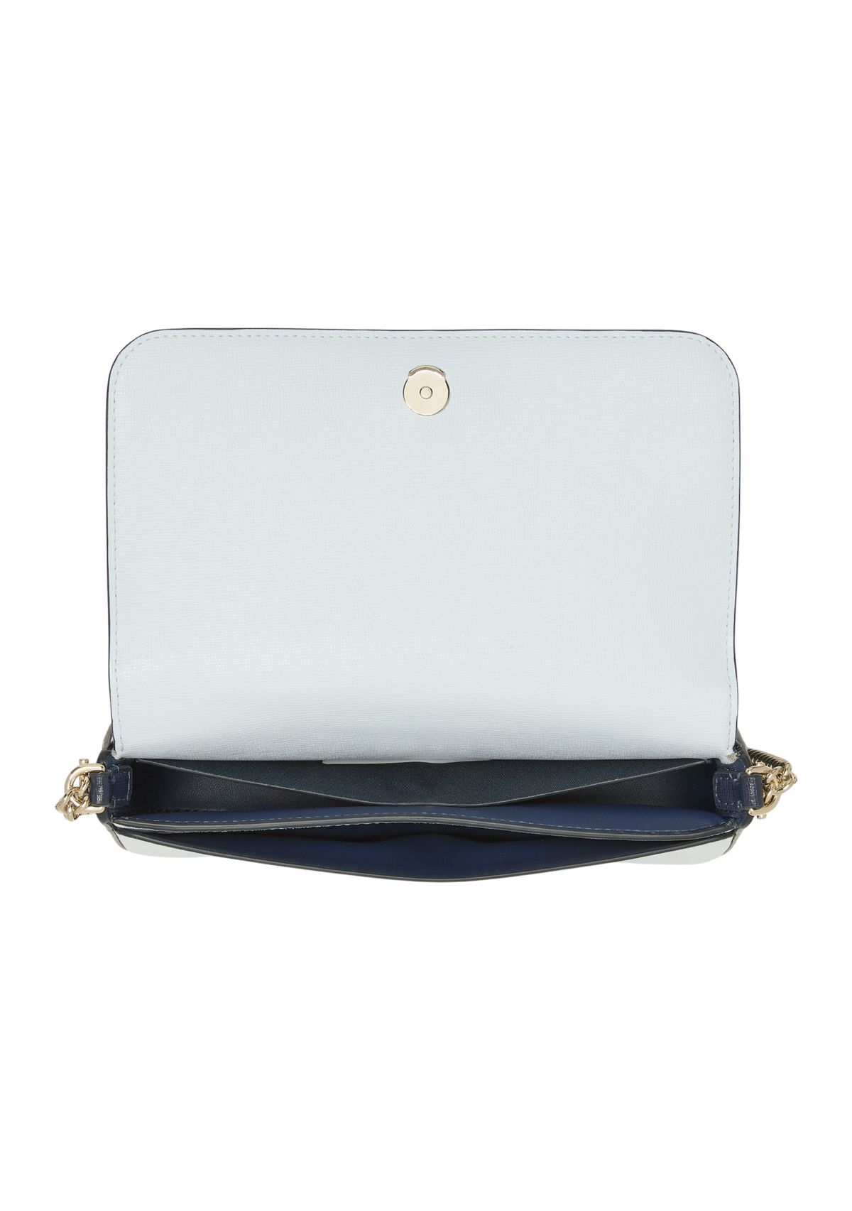 Devin Color Blocked Saffiano Leather Flap Chain Crossbody Bag