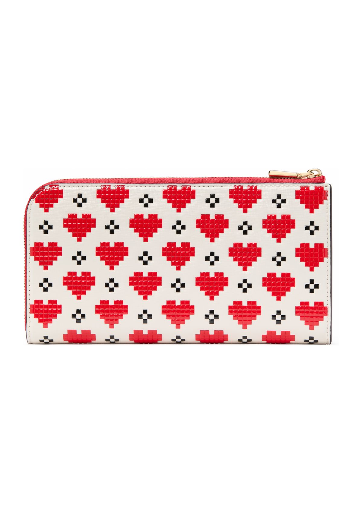 Devin Pixel Hearts Embossed Saffiano Leather Zip Around Continental Wallet