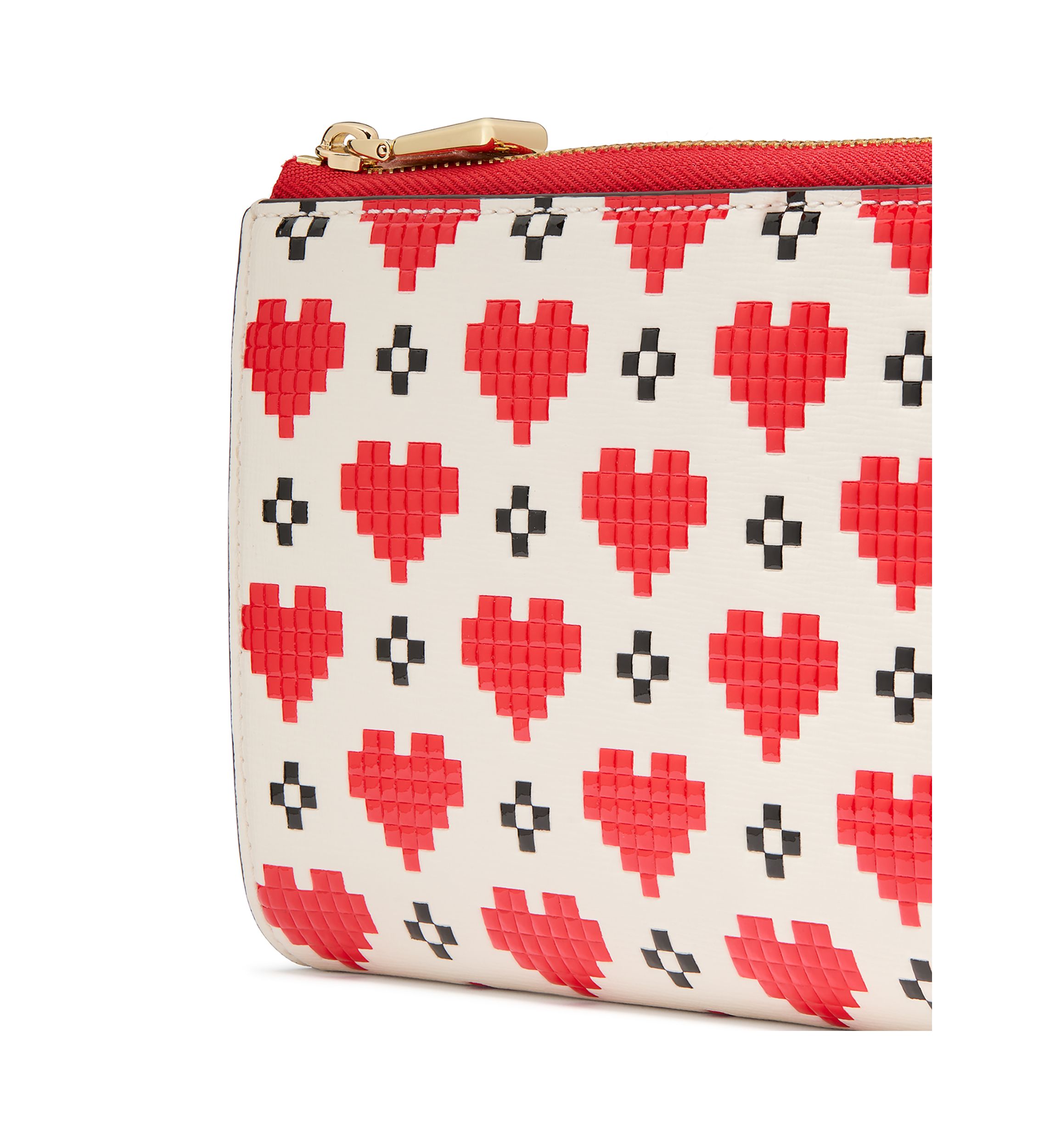 Devin Pixel Hearts Embossed Saffiano Leather Zip Around Continental Wallet