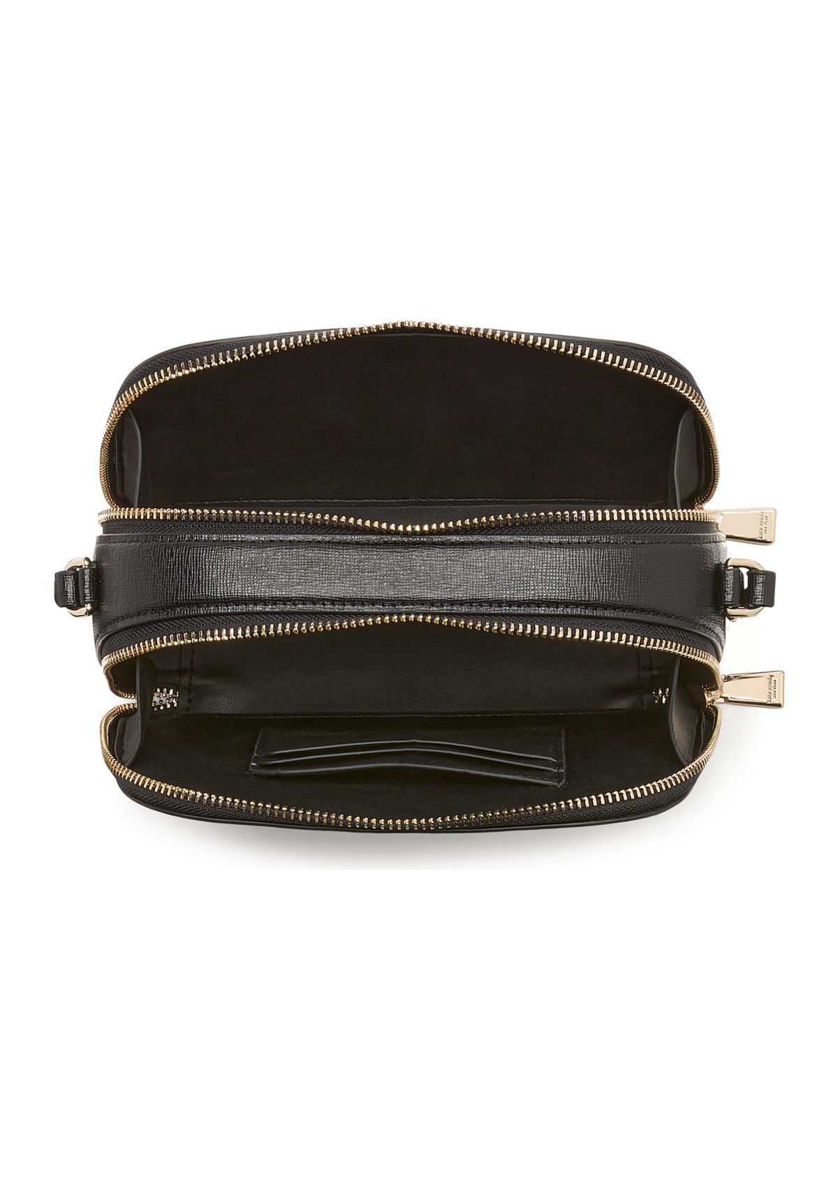 Devin Double Zip Dome Crossbody - Black White Dot