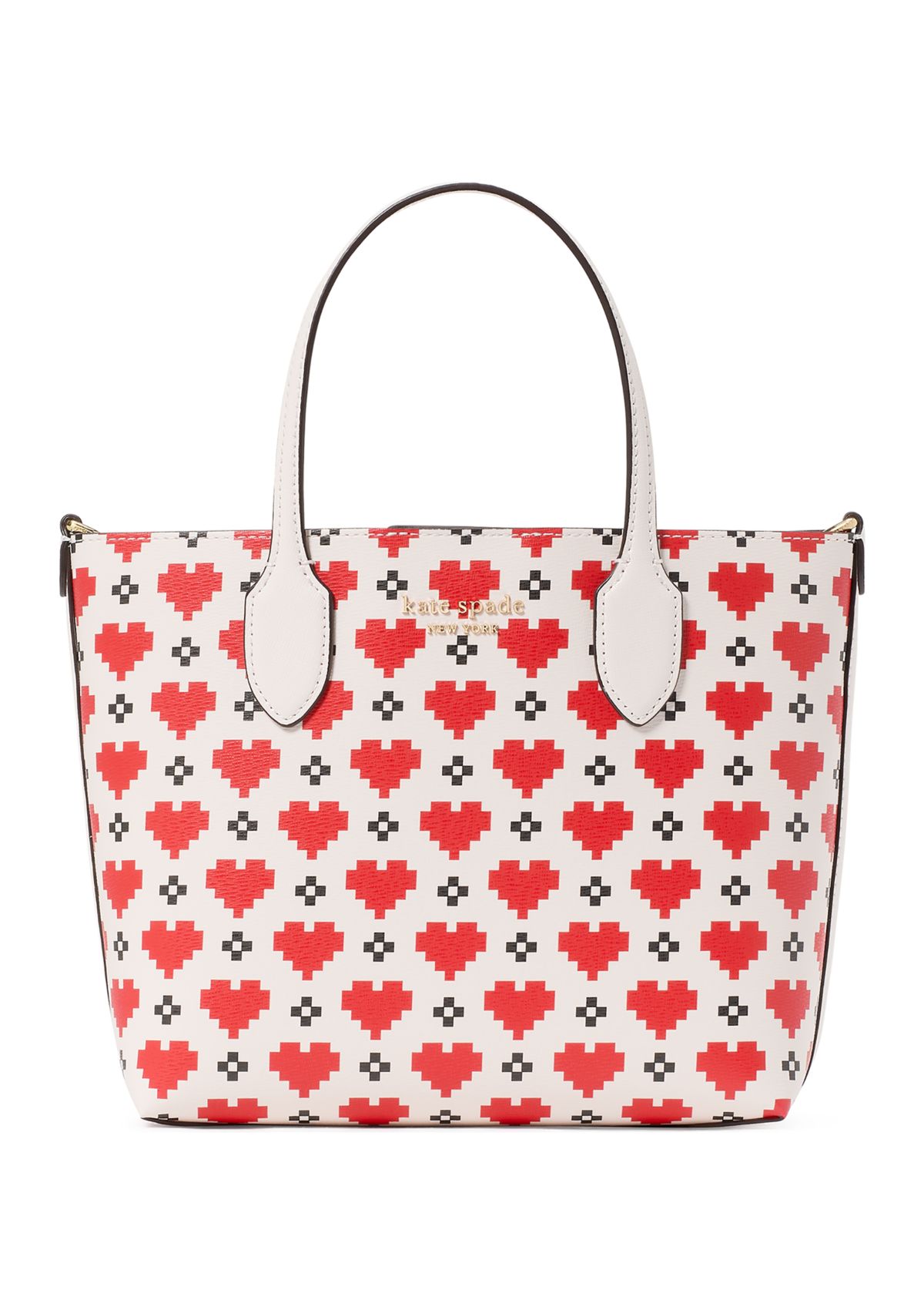 Bleecker Pixel Hearts Crossgrain Printed PVC Medium Crossbody Tote