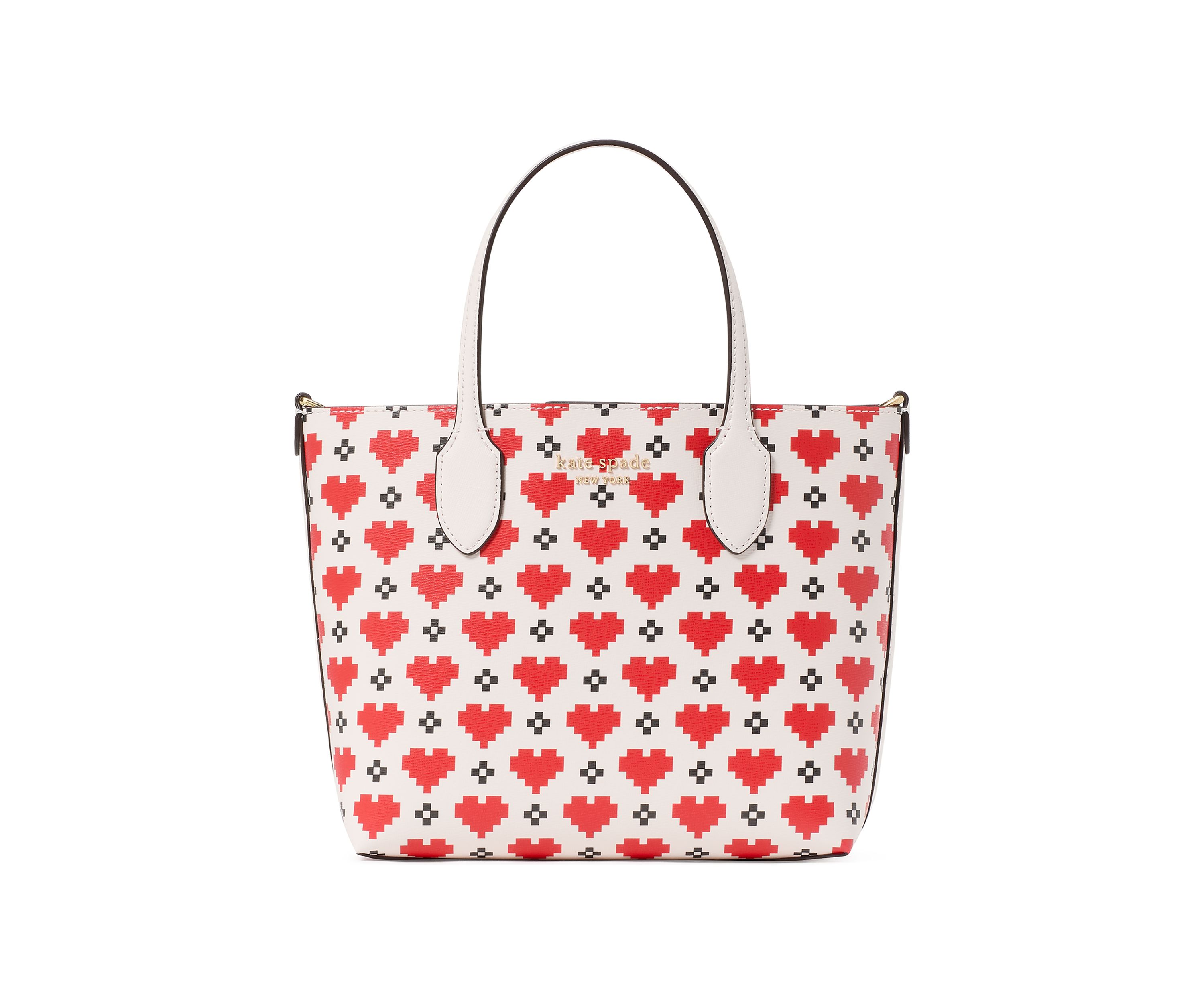 Bleecker Pixel Hearts Crossgrain Printed PVC Medium Crossbody Tote