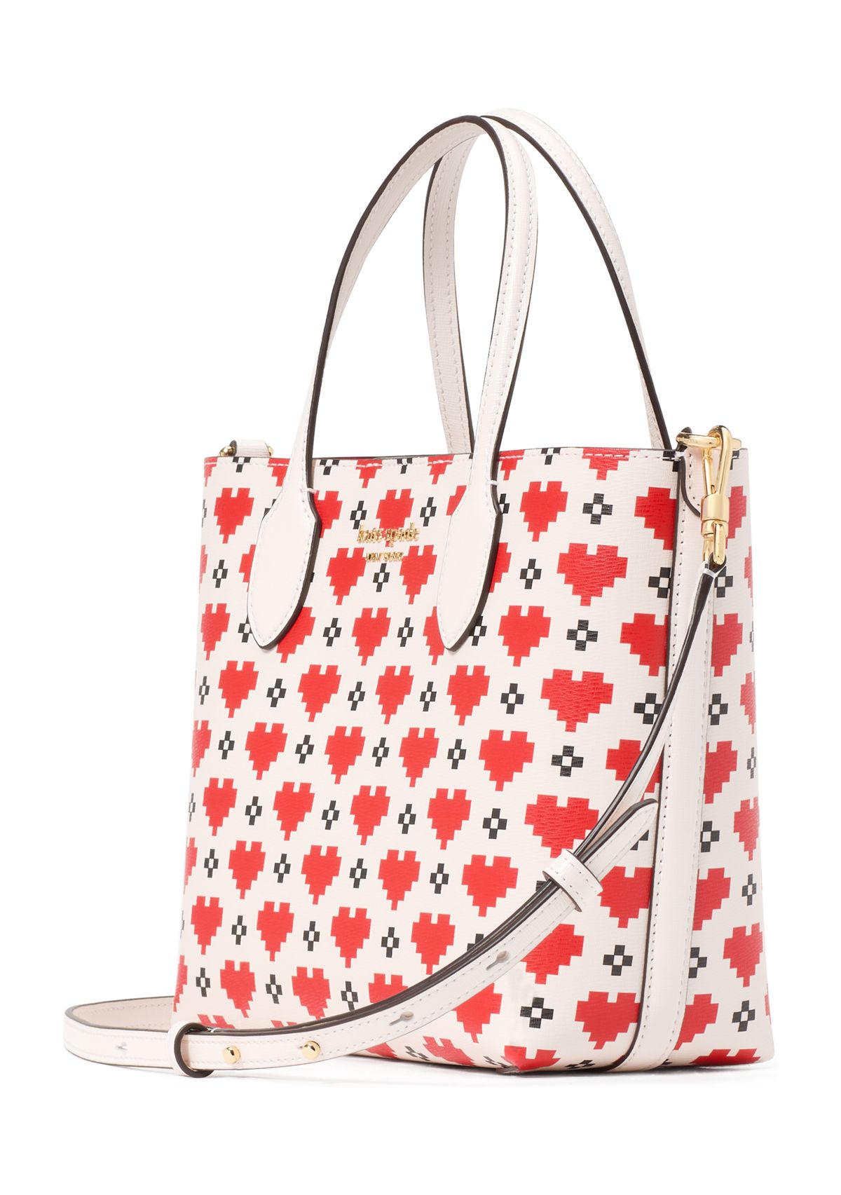 Bleecker Pixel Hearts Crossgrain Printed PVC Medium Crossbody Tote