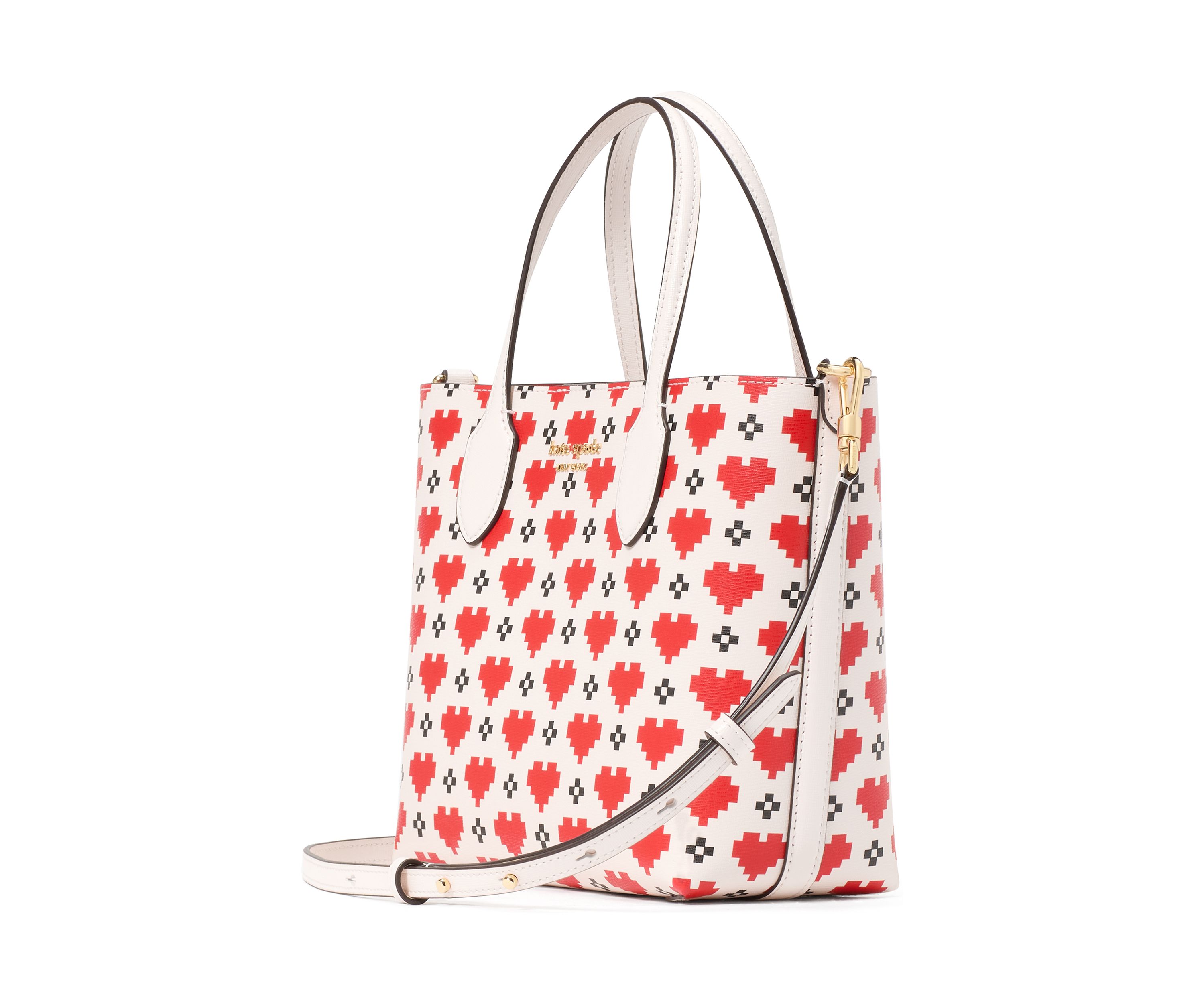 Bleecker Pixel Hearts Crossgrain Printed PVC Medium Crossbody Tote