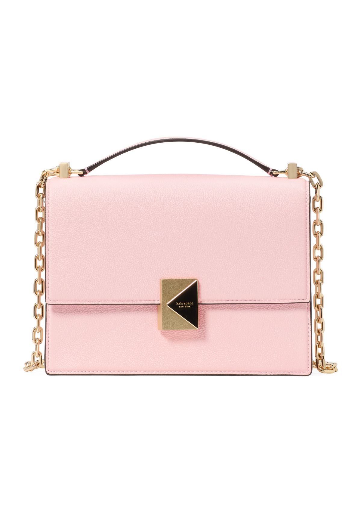 Deco Pebbled Leather Chain Shoulder Bag 