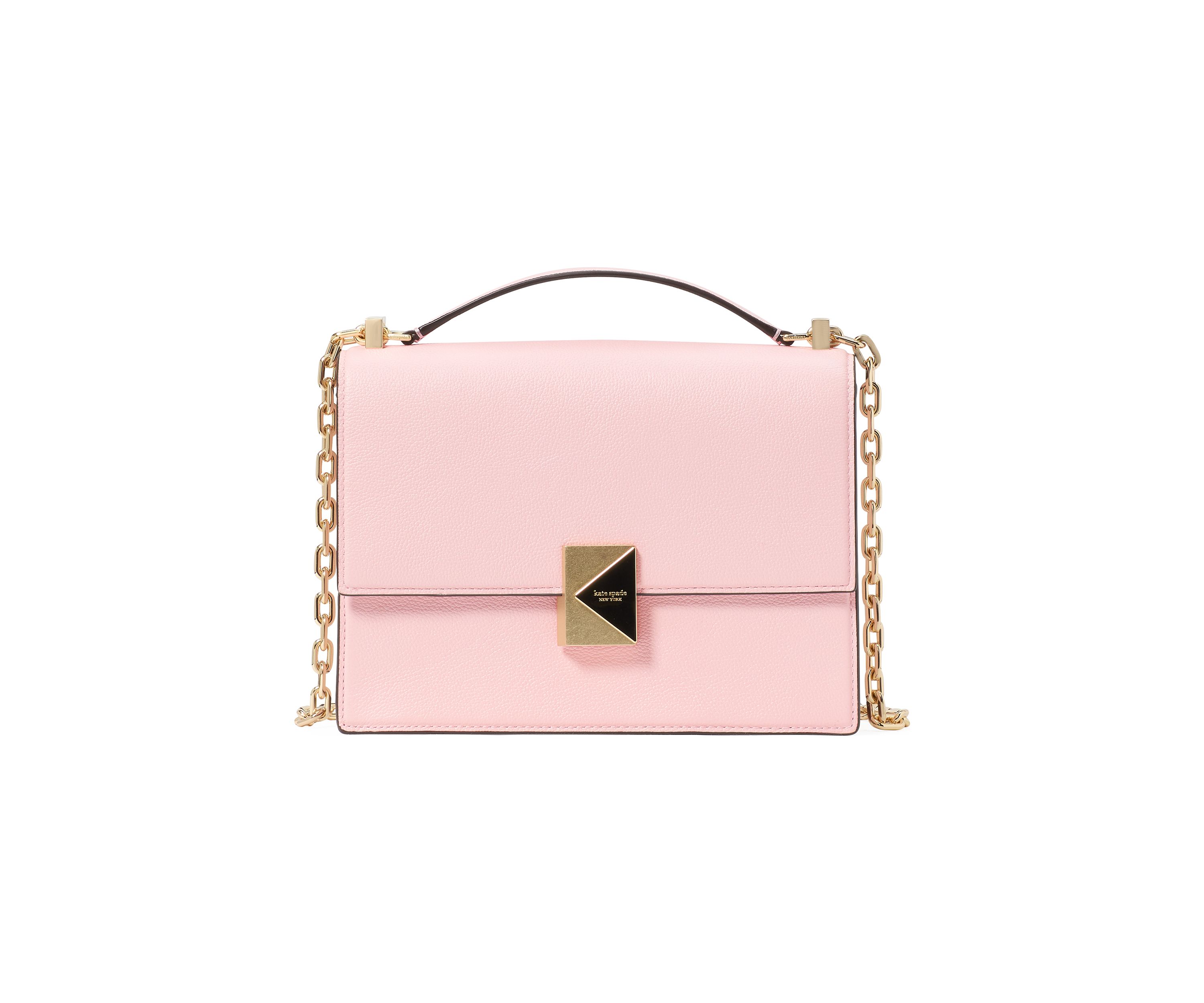 Deco Pebbled Leather Chain Shoulder Bag 