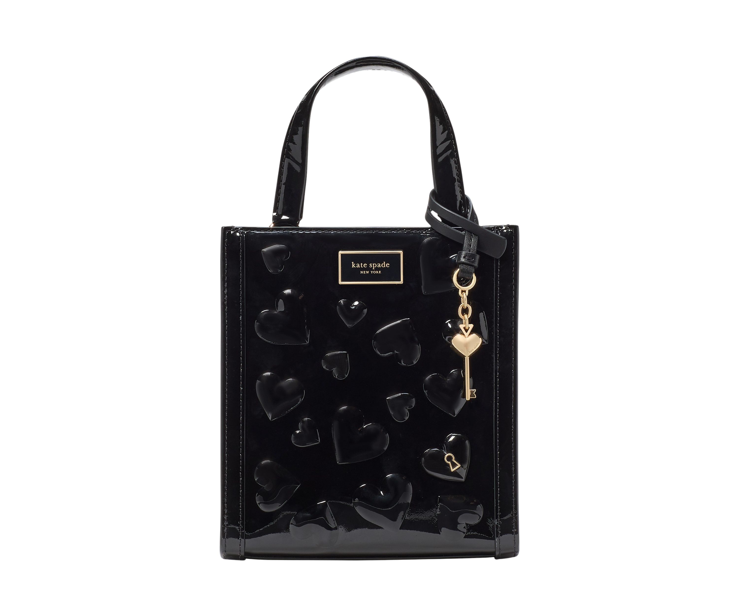 Key to My Heart Embossed Patent Leather Manhattan Mini Tote