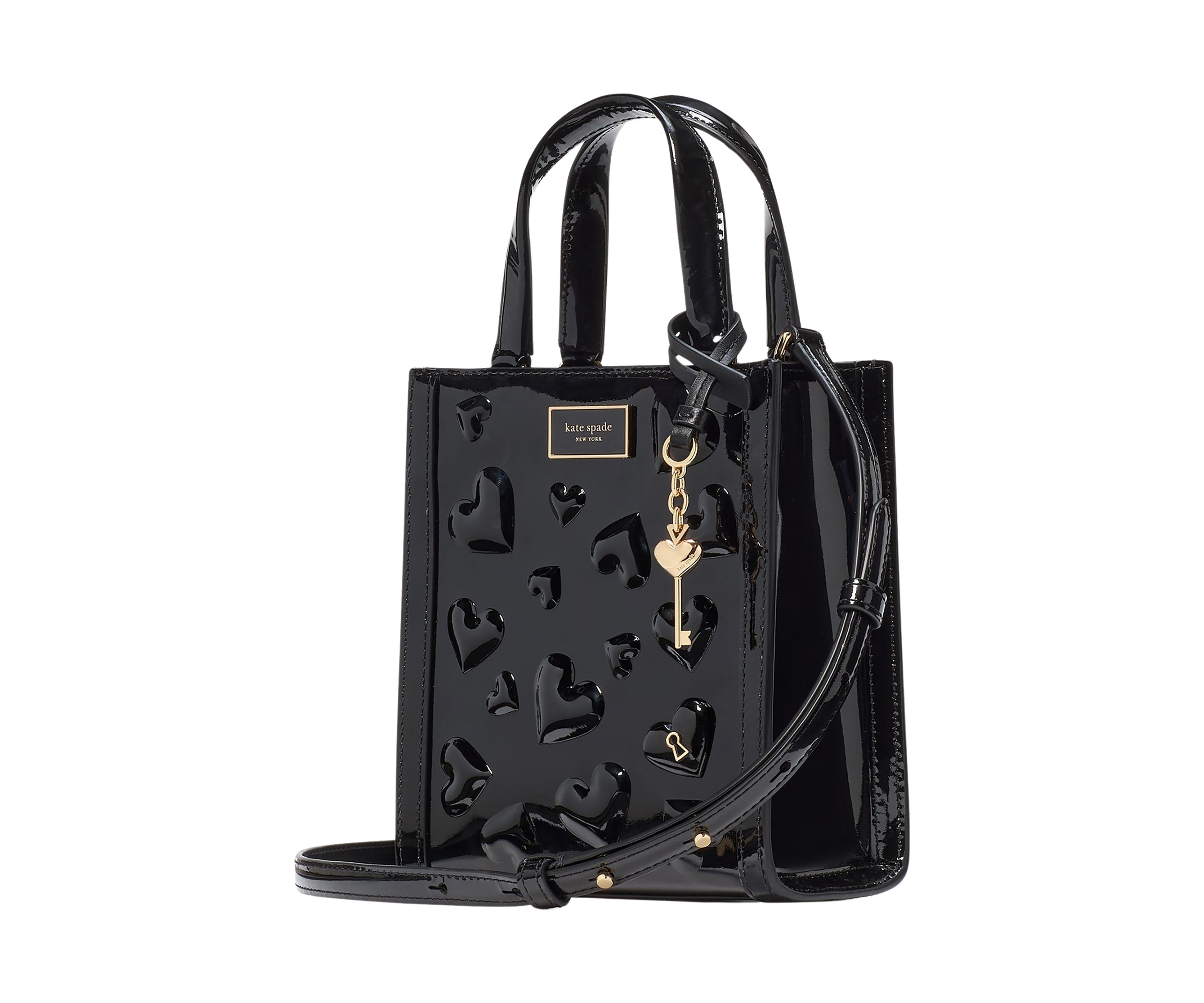 Key to My Heart Embossed Patent Leather Manhattan Mini Tote