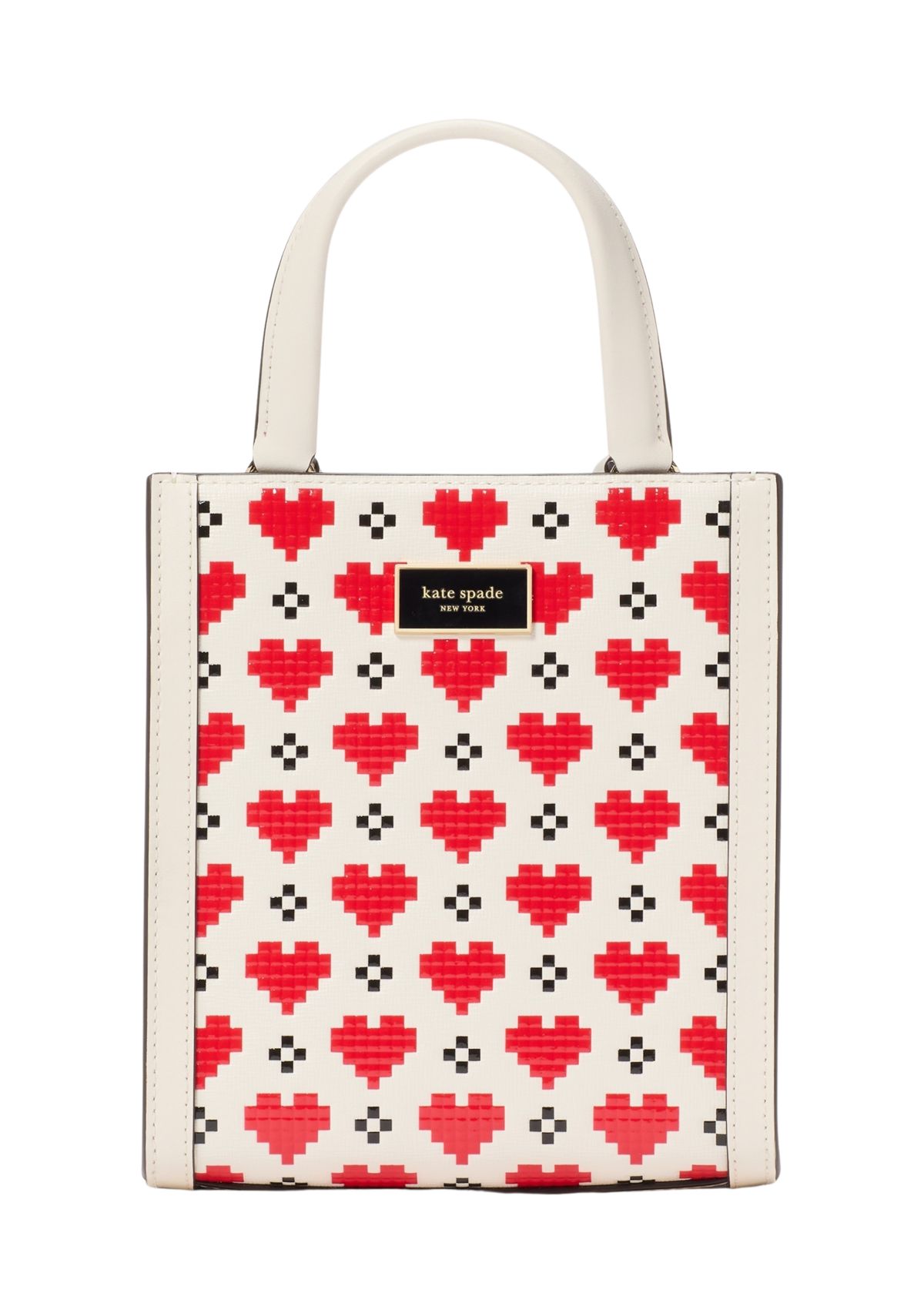 Manhattan Pixel Hearts Embossed Saffiano Leather Mini Tote 