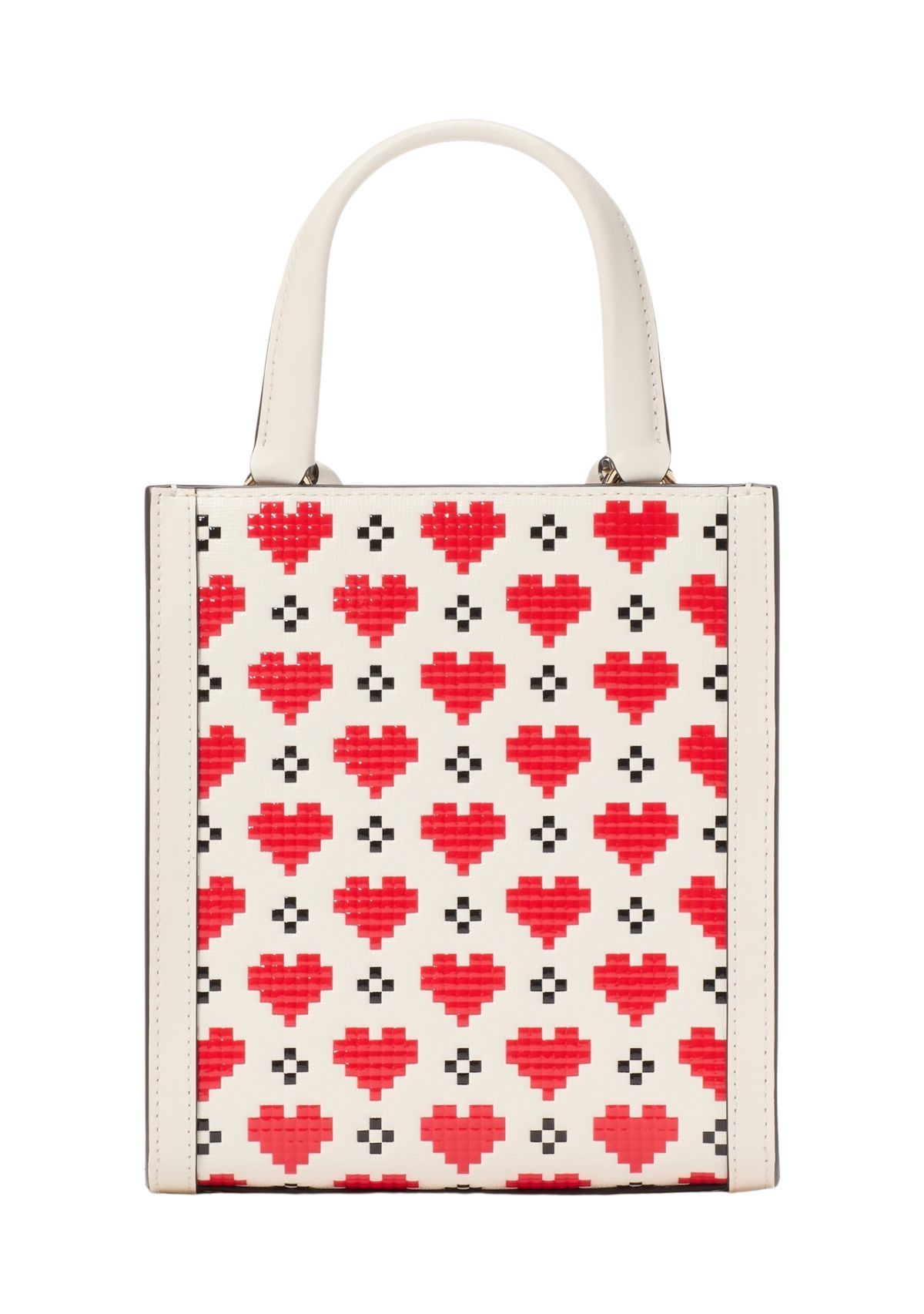 Manhattan Pixel Hearts Embossed Saffiano Leather Mini Tote 