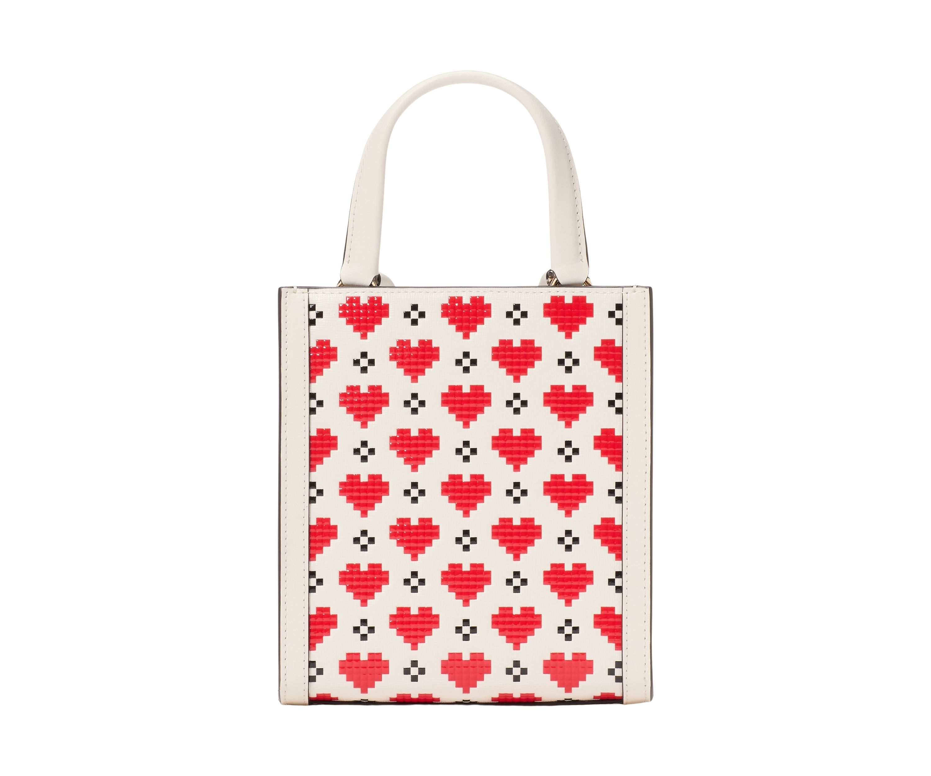 Manhattan Pixel Hearts Embossed Saffiano Leather Mini Tote 
