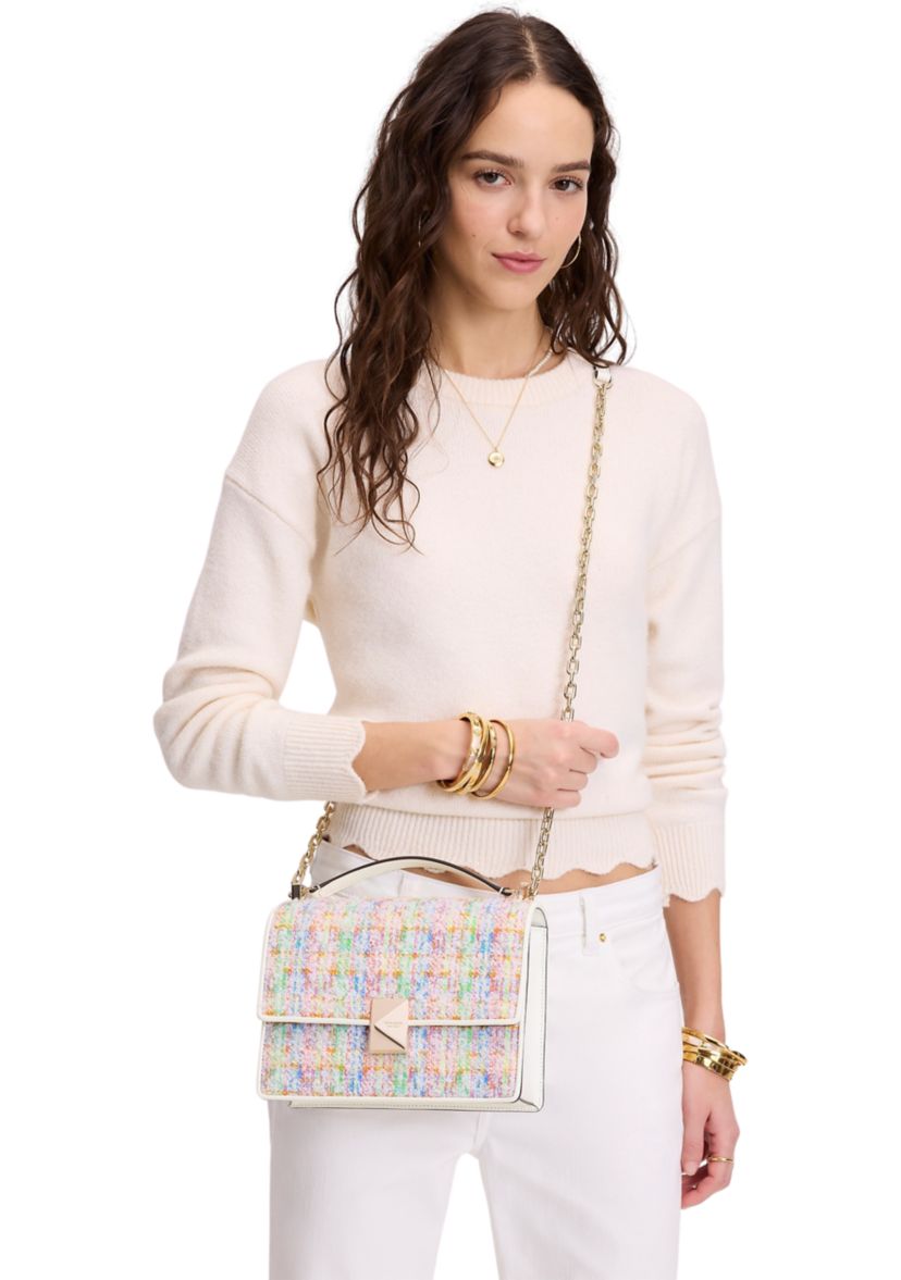 Deco Tweed Chain Strap Shoulder Bag