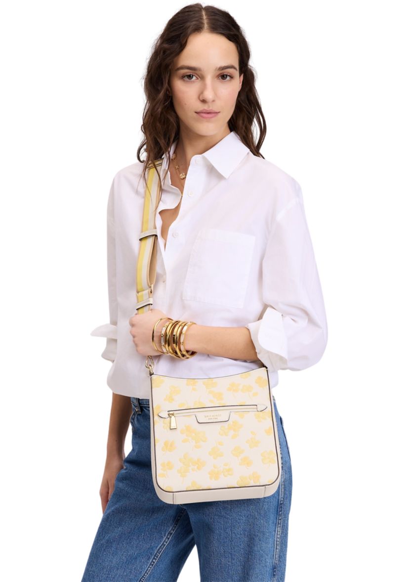 Hudson Spring Pansies Messenger Crossbody 