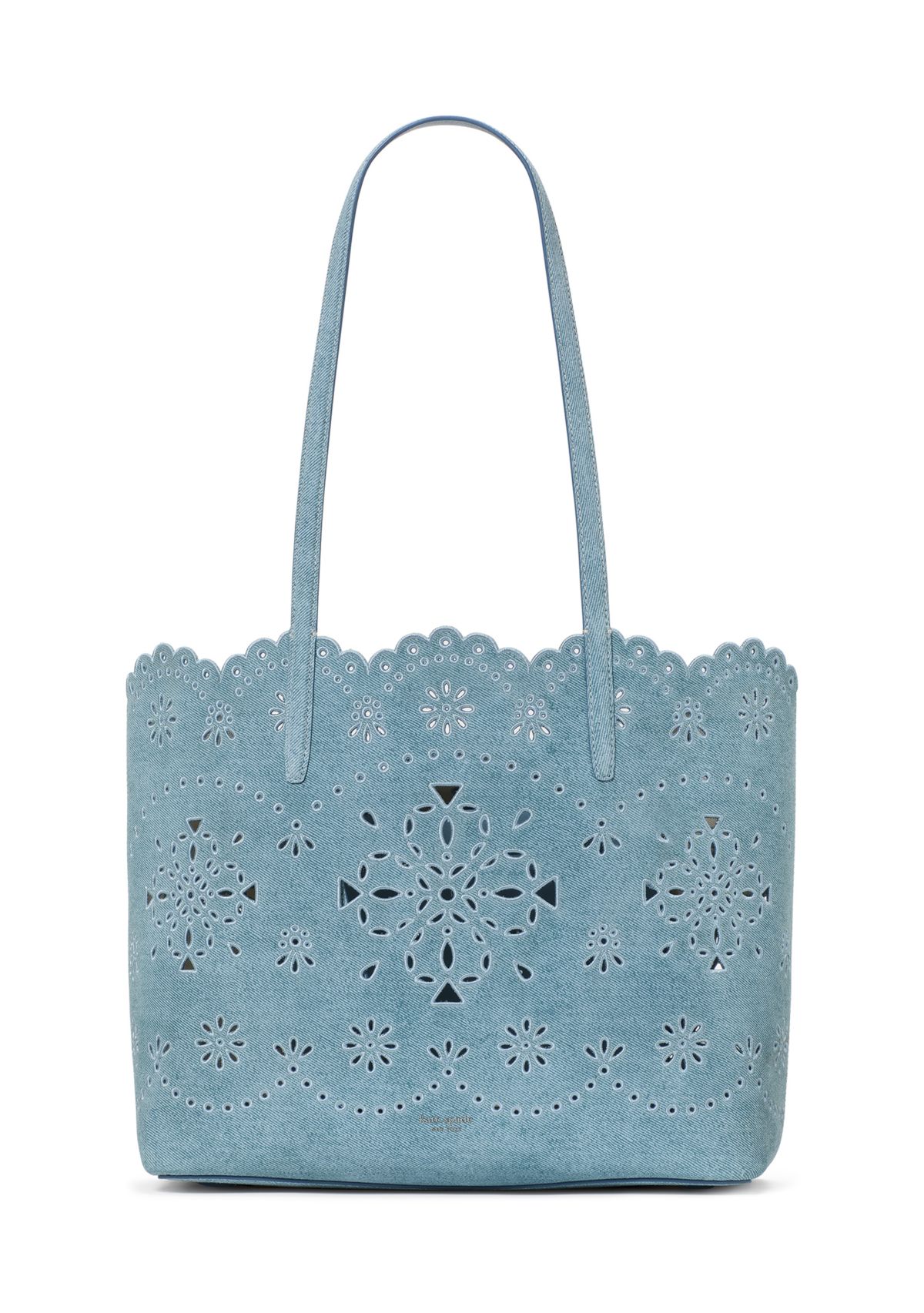 Do It All Flower Perforated Denim Large Tote Bag 
