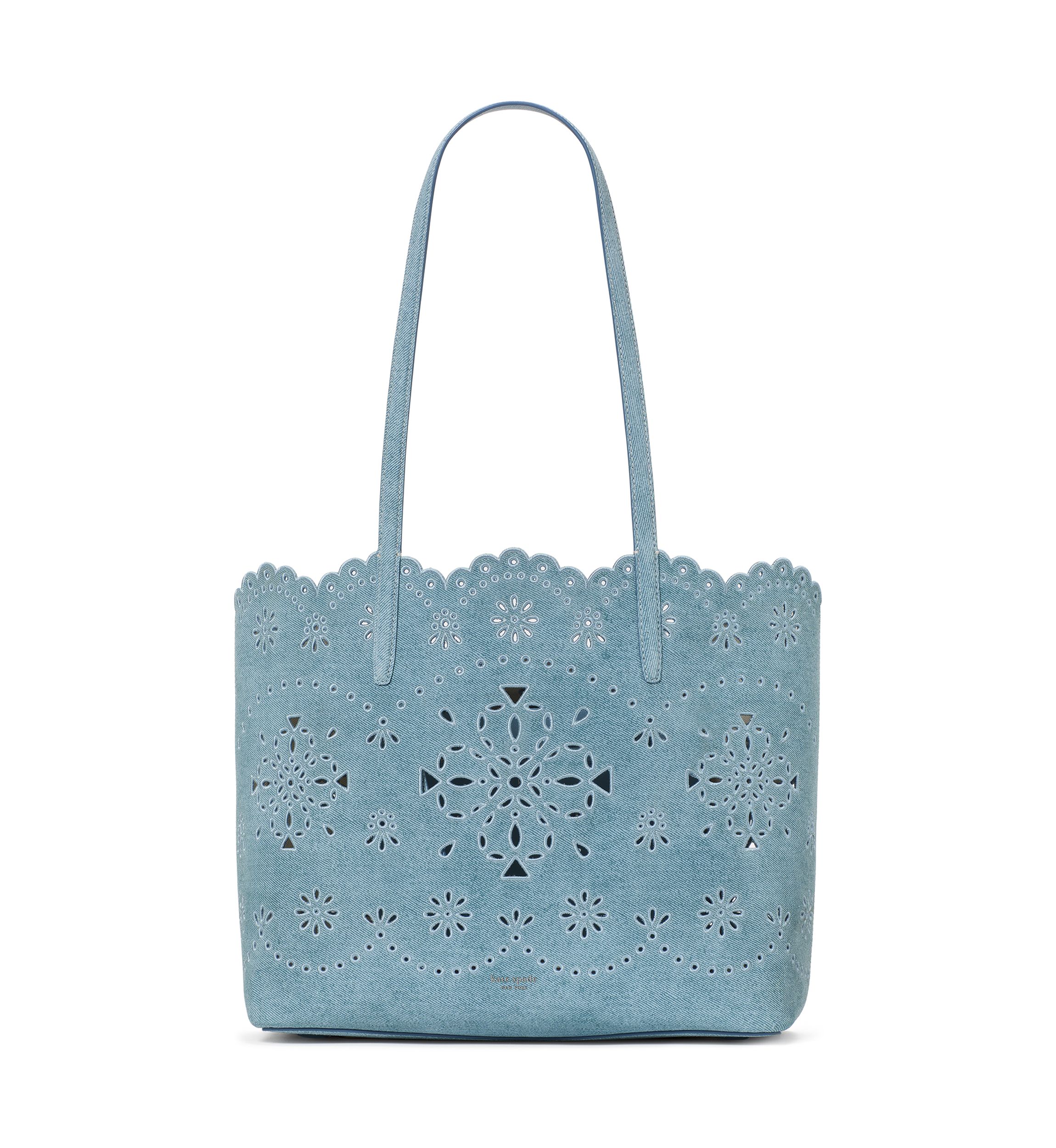 Do It All Flower Perforated Denim Large Tote Bag 