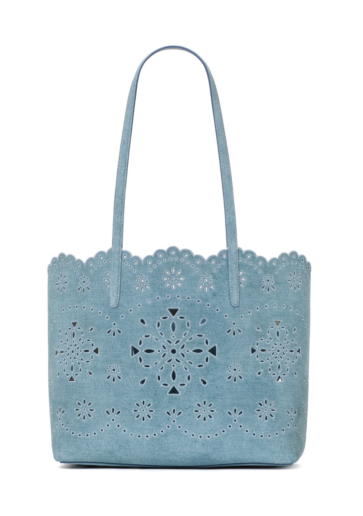 Do It All Flower Perforated Denim Large Tote Bag 