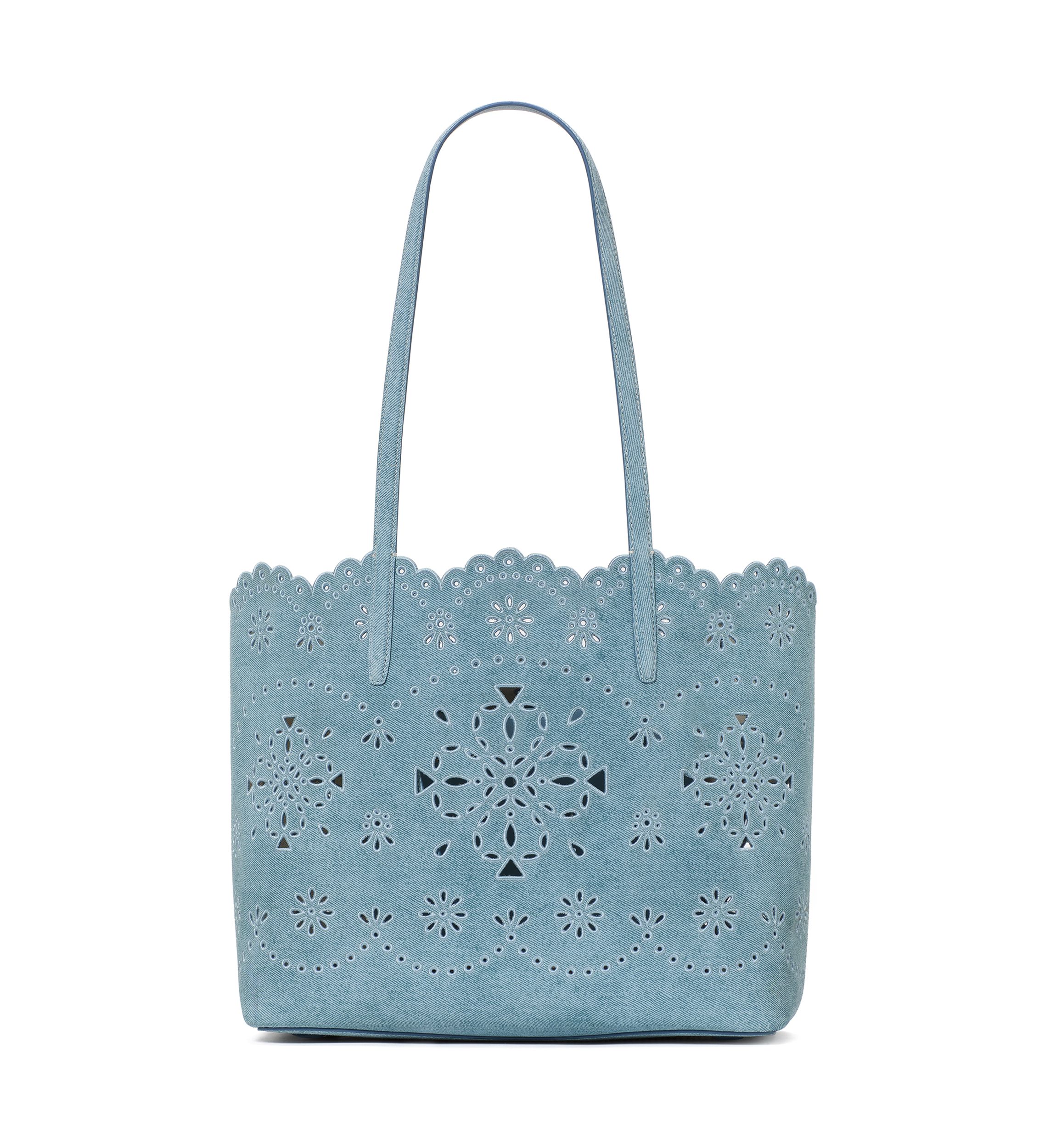 Do It All Flower Perforated Denim Large Tote Bag 