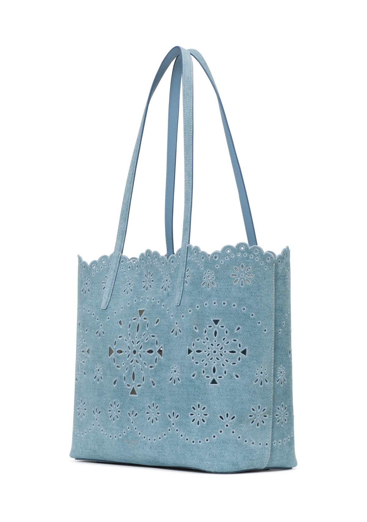 Do It All Flower Perforated Denim Large Tote Bag 