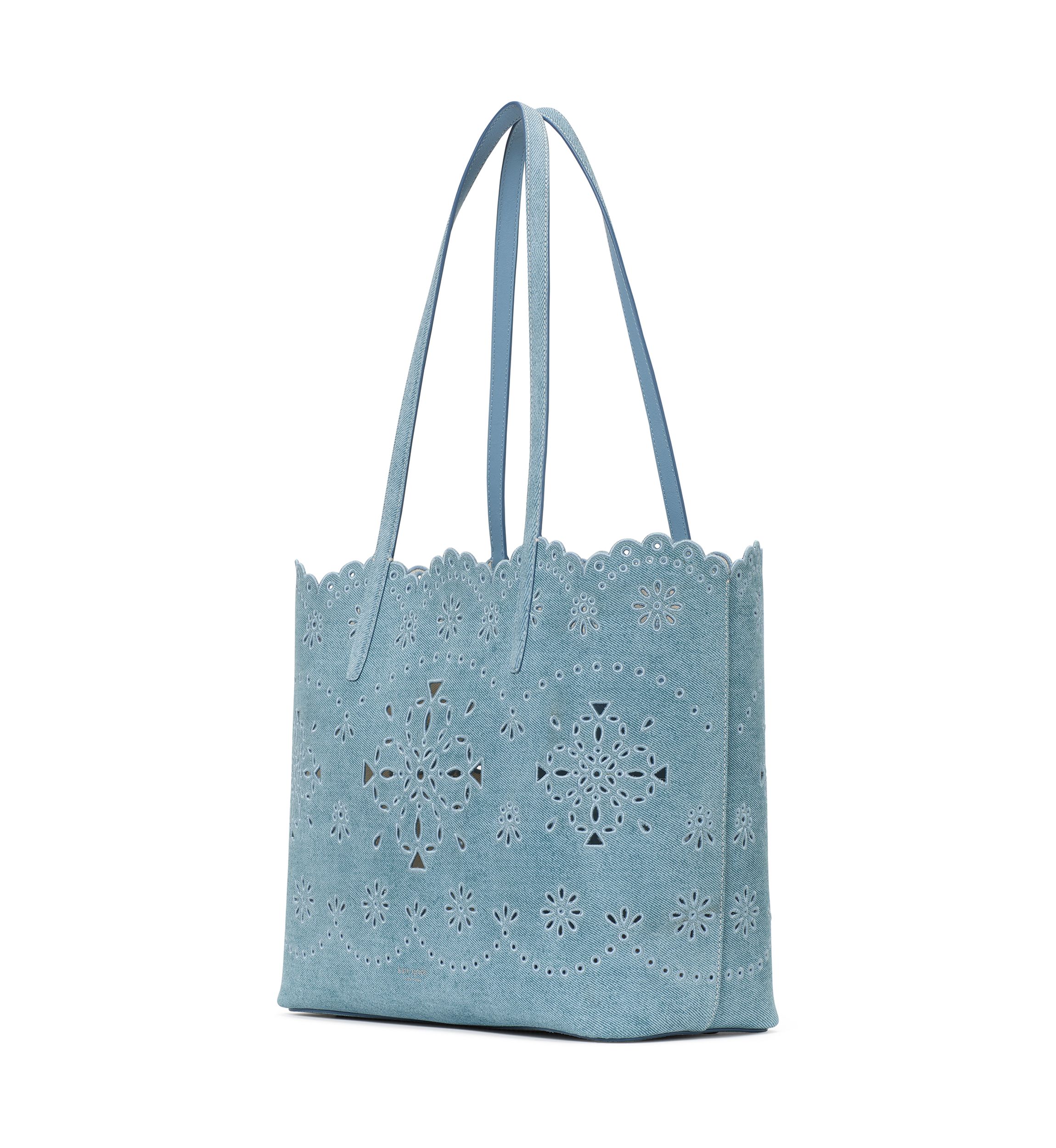 Do It All Flower Perforated Denim Large Tote Bag 