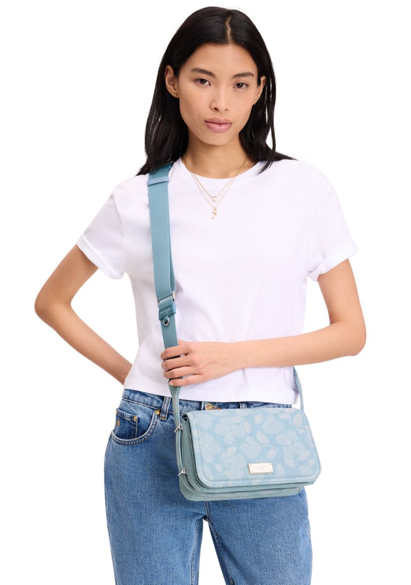 Liv Printed Denim Small Flap Crossbody 