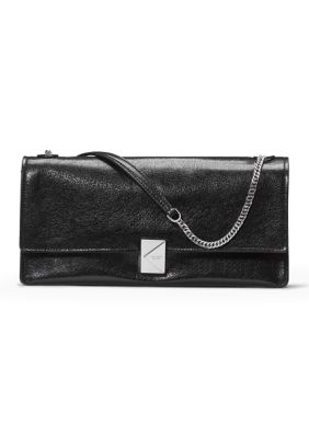 kate spade new york Deco Glazed Leather Soft Shoulder Bag, Black