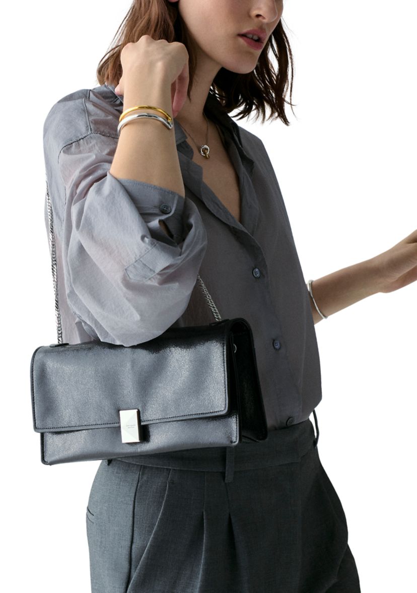 Deco Glazed Leather Soft Shoulder Bag 
