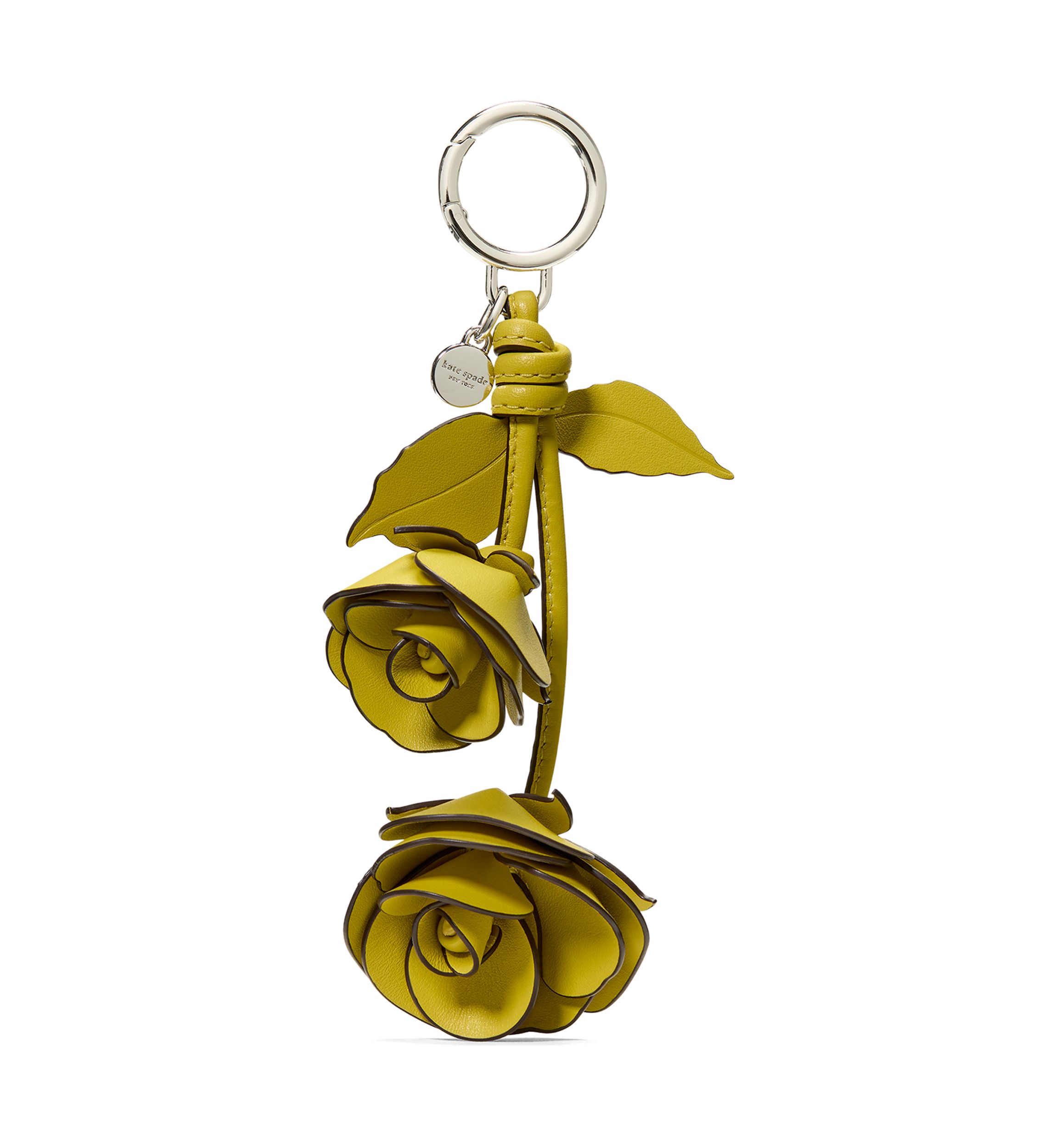 Smooth Leather Stacked Rose Bag Charm 