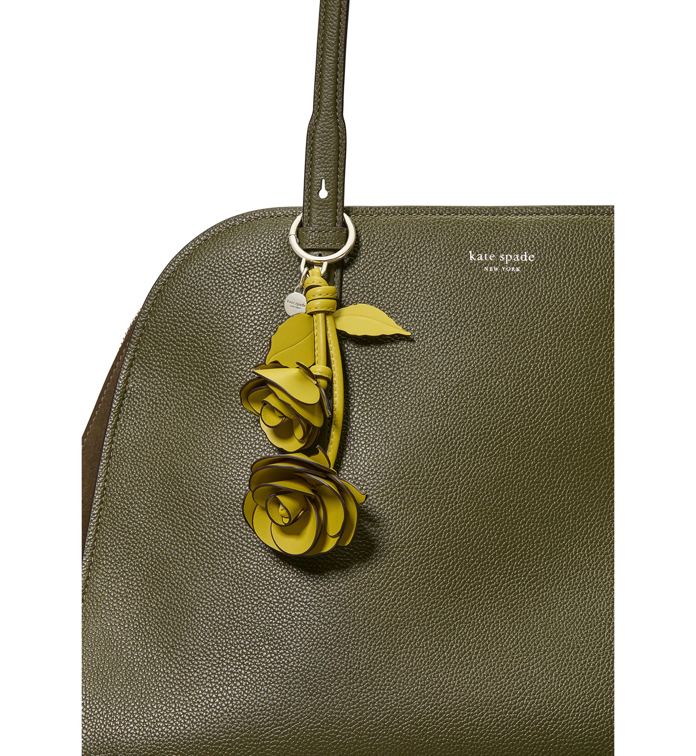 Smooth Leather Stacked Rose Bag Charm 