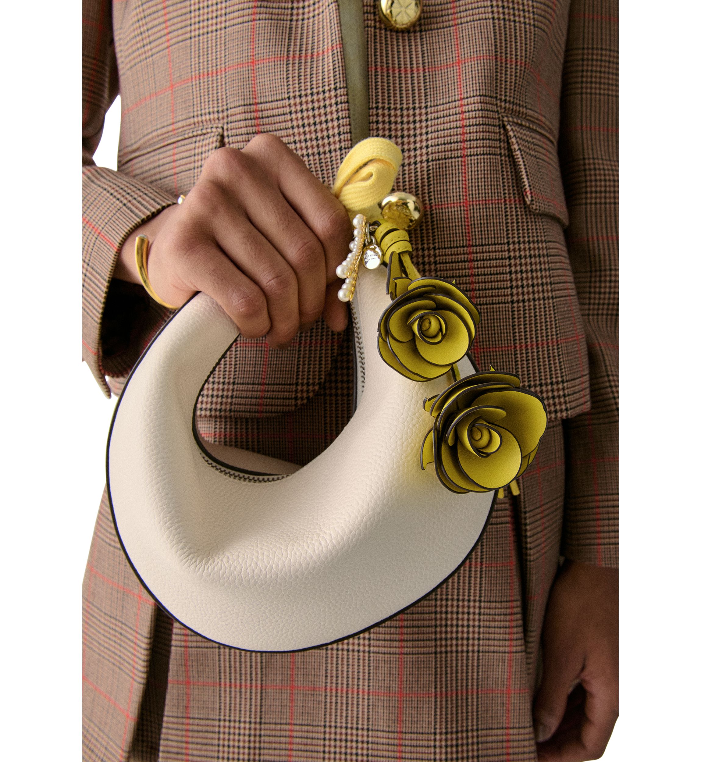 Smooth Leather Stacked Rose Bag Charm 