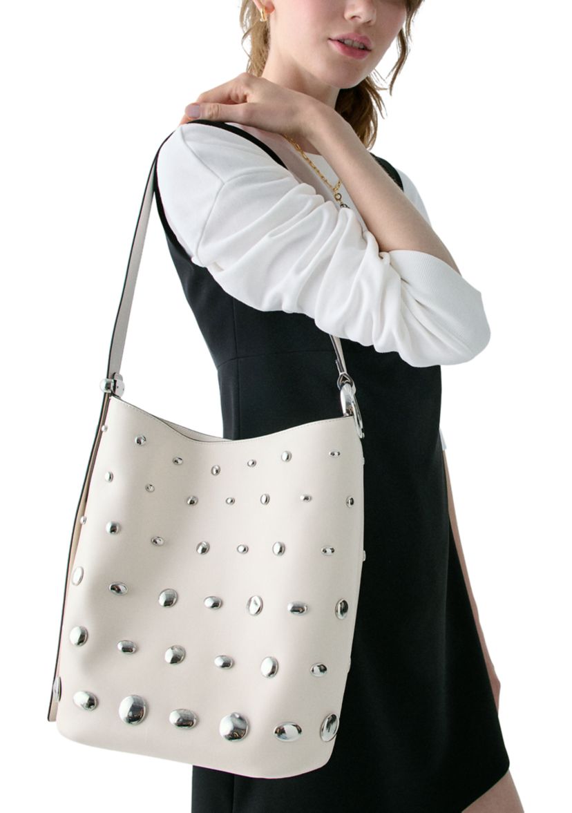 Halo Medium Studded Leather Bucket Bag 