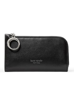 kate spade new york Women's Halo Smooth Leather Small Bifold Zip Around Wallet, Black