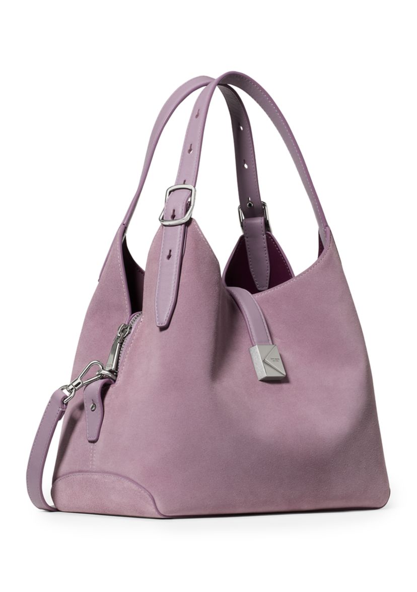Deco Smooth Leather and Suede Crossbody Tote