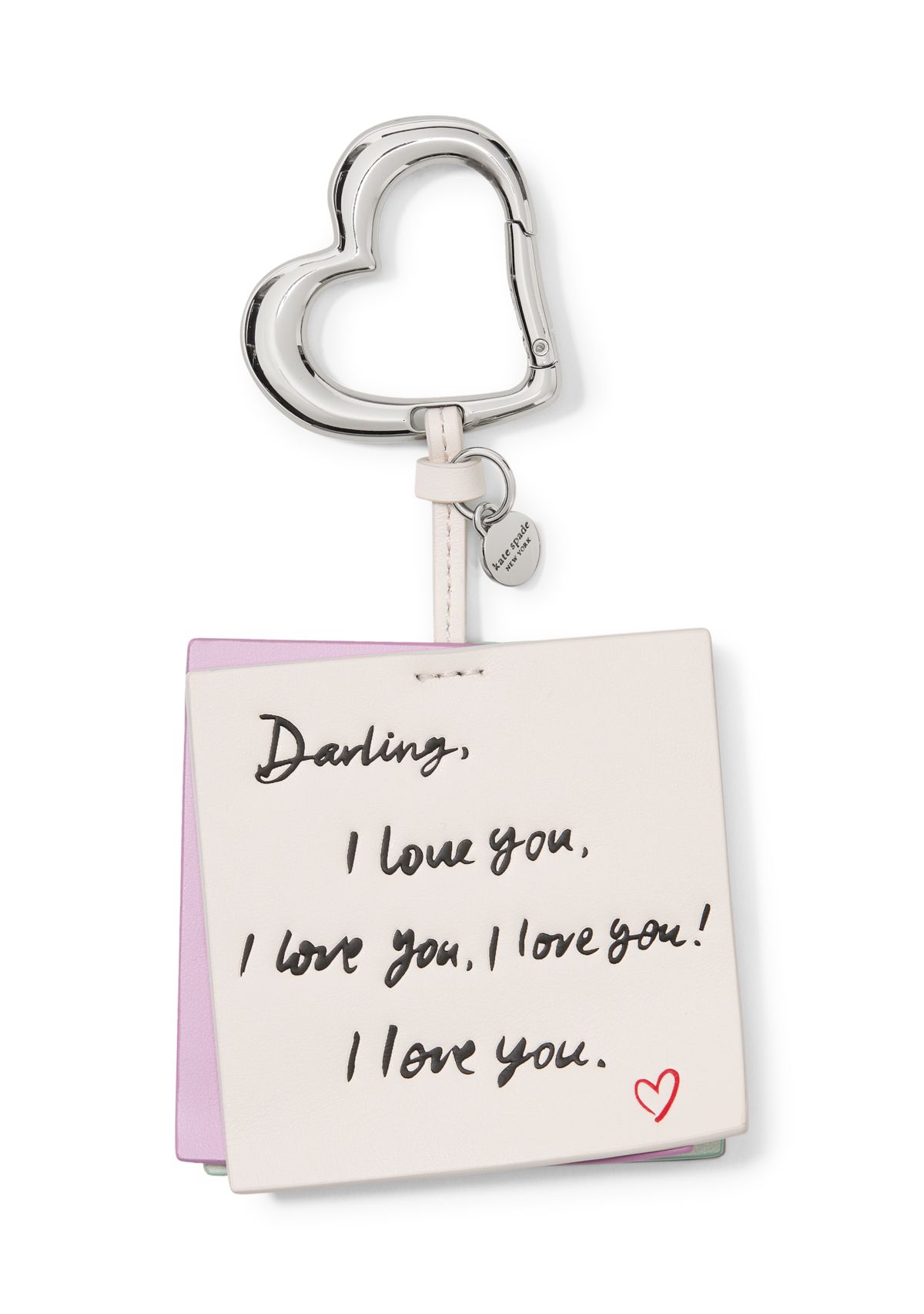 Womens Embossed Leather "I Love You" Bag Charm