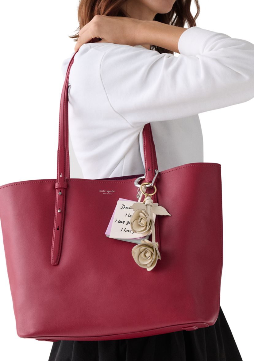 Womens Embossed Leather "I Love You" Bag Charm